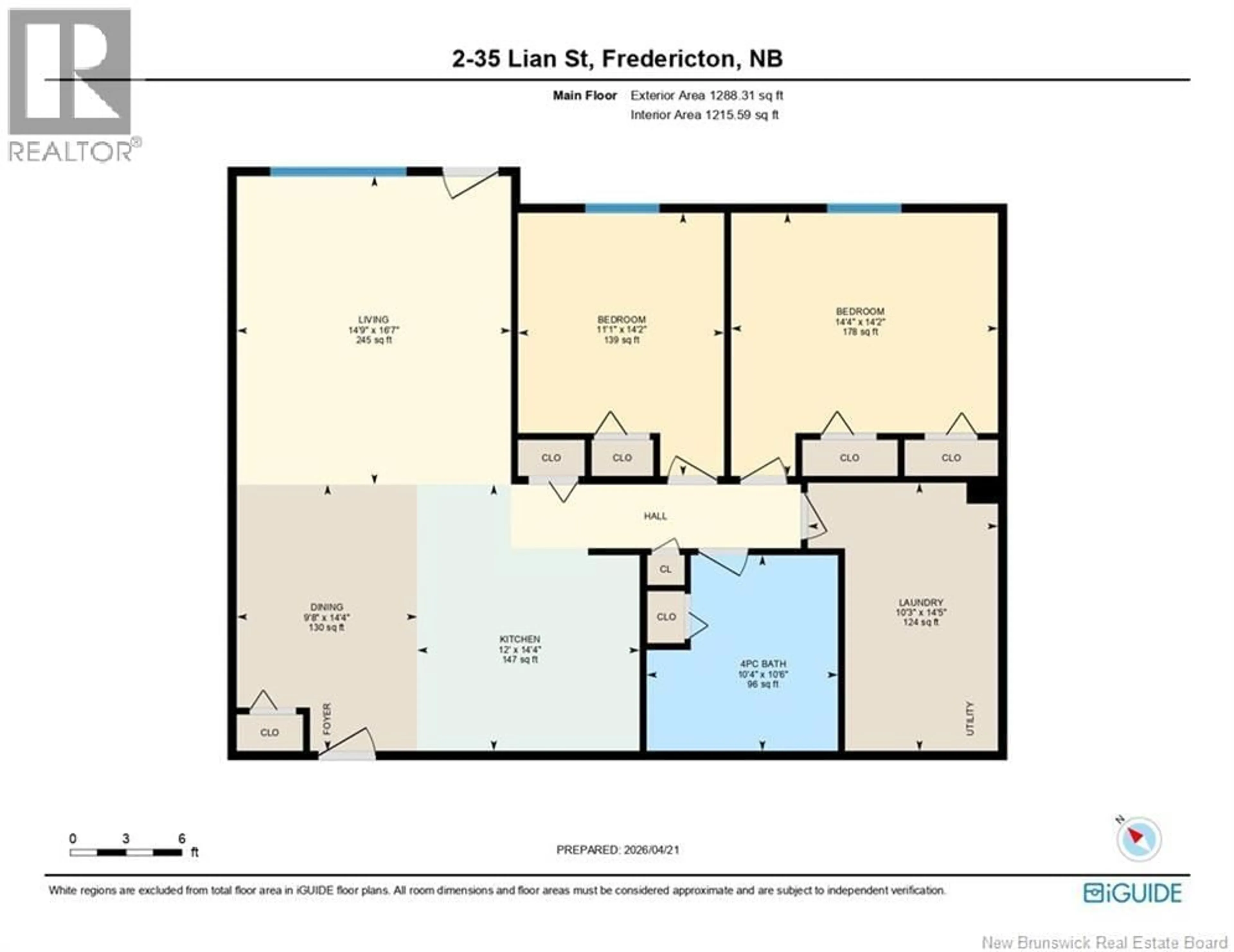Floor plan for 2 - 35 LIAN STREET, Fredericton New Brunswick E3C0A8