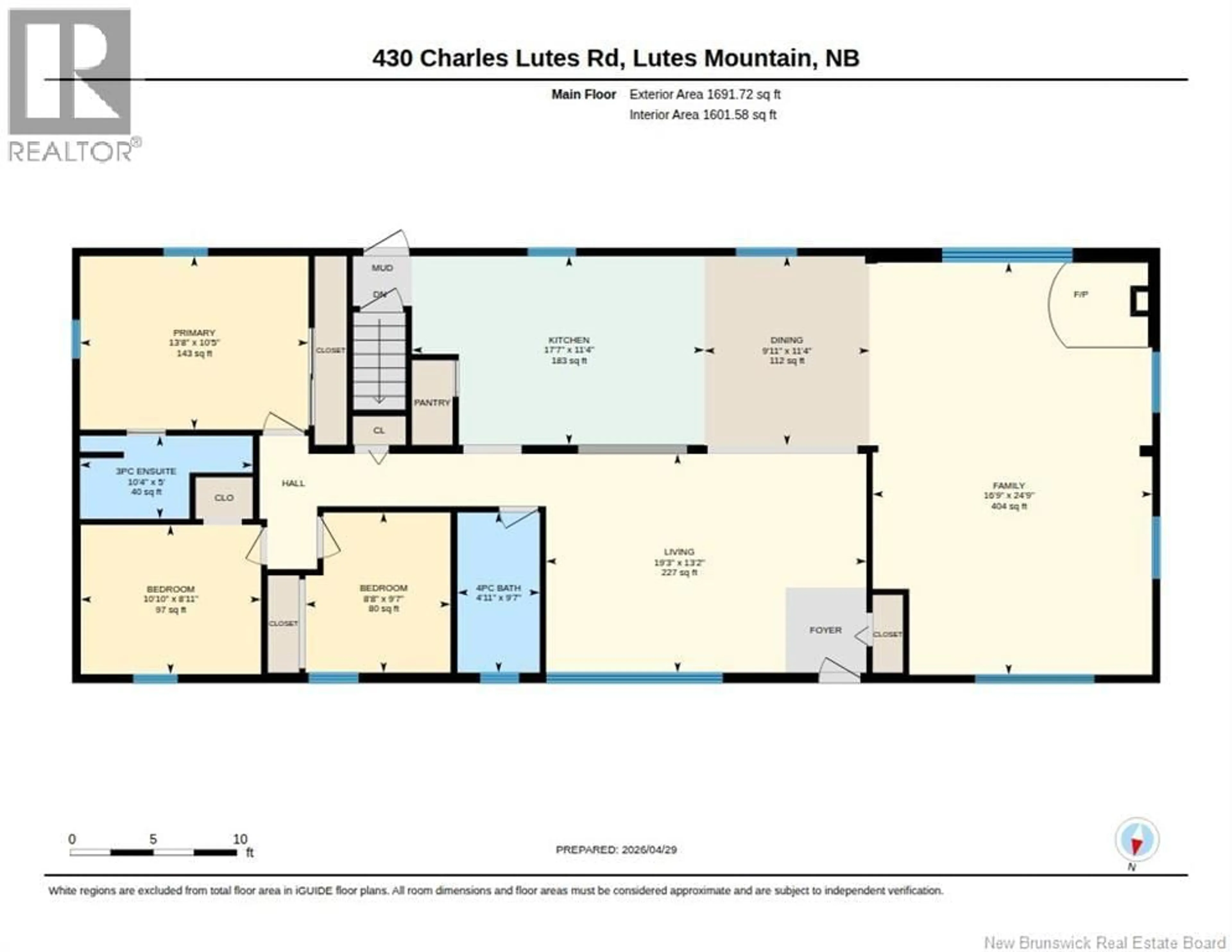 Floor plan for 430 CHARLES LUTES ROAD, Lutes Mountain New Brunswick E1G2T4