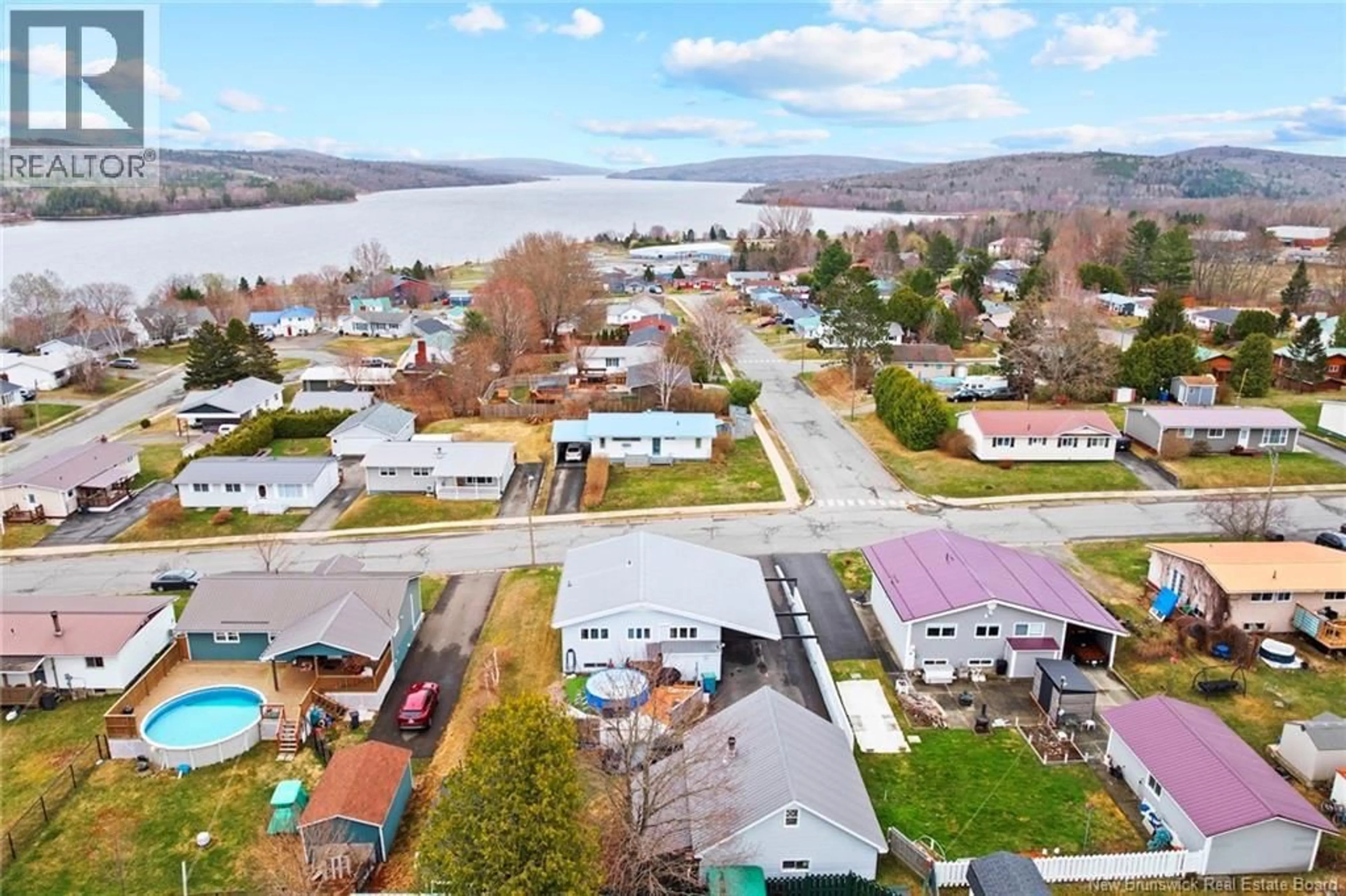 A pic from outside/outdoor area/front of a property/back of a property/a pic from drone, water/lake/river/ocean view for 23 HARDING DR, Nackawic New Brunswick E6G1C1
