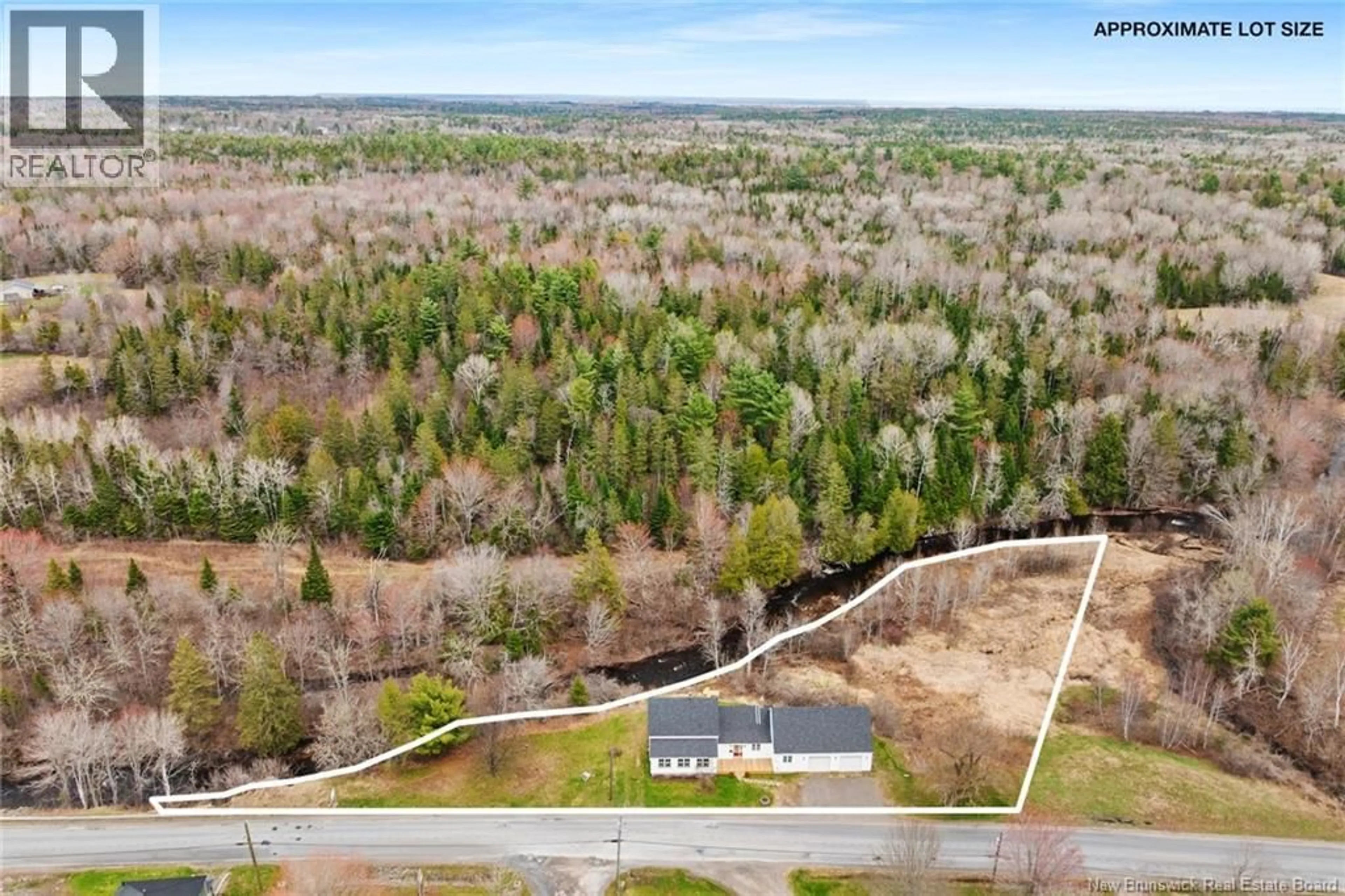 A pic from outside/outdoor area/front of a property/back of a property/a pic from drone, forest/trees view for 57 PHILLIPS ROAD, Charters Settlement New Brunswick E3C1T7