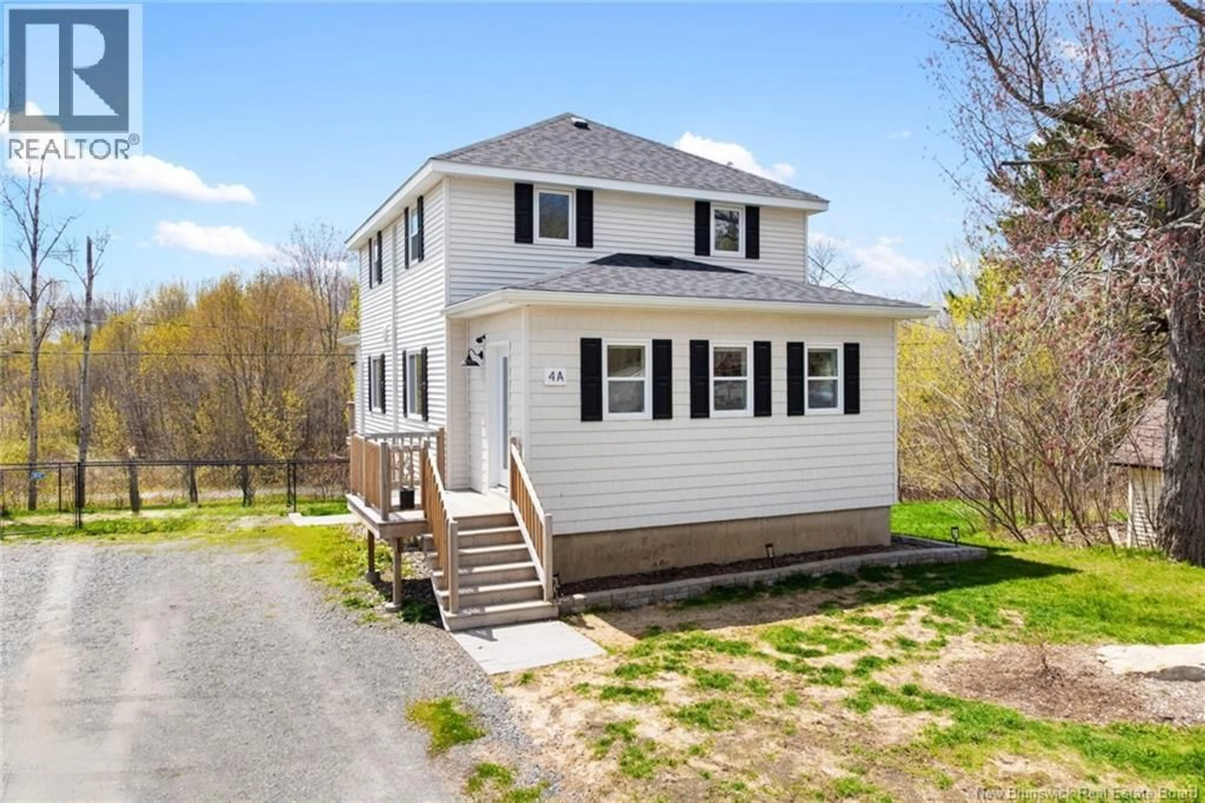 Home with vinyl exterior material, street for 4A HILLCOURT DRIVE, Fredericton New Brunswick E3A1S1
