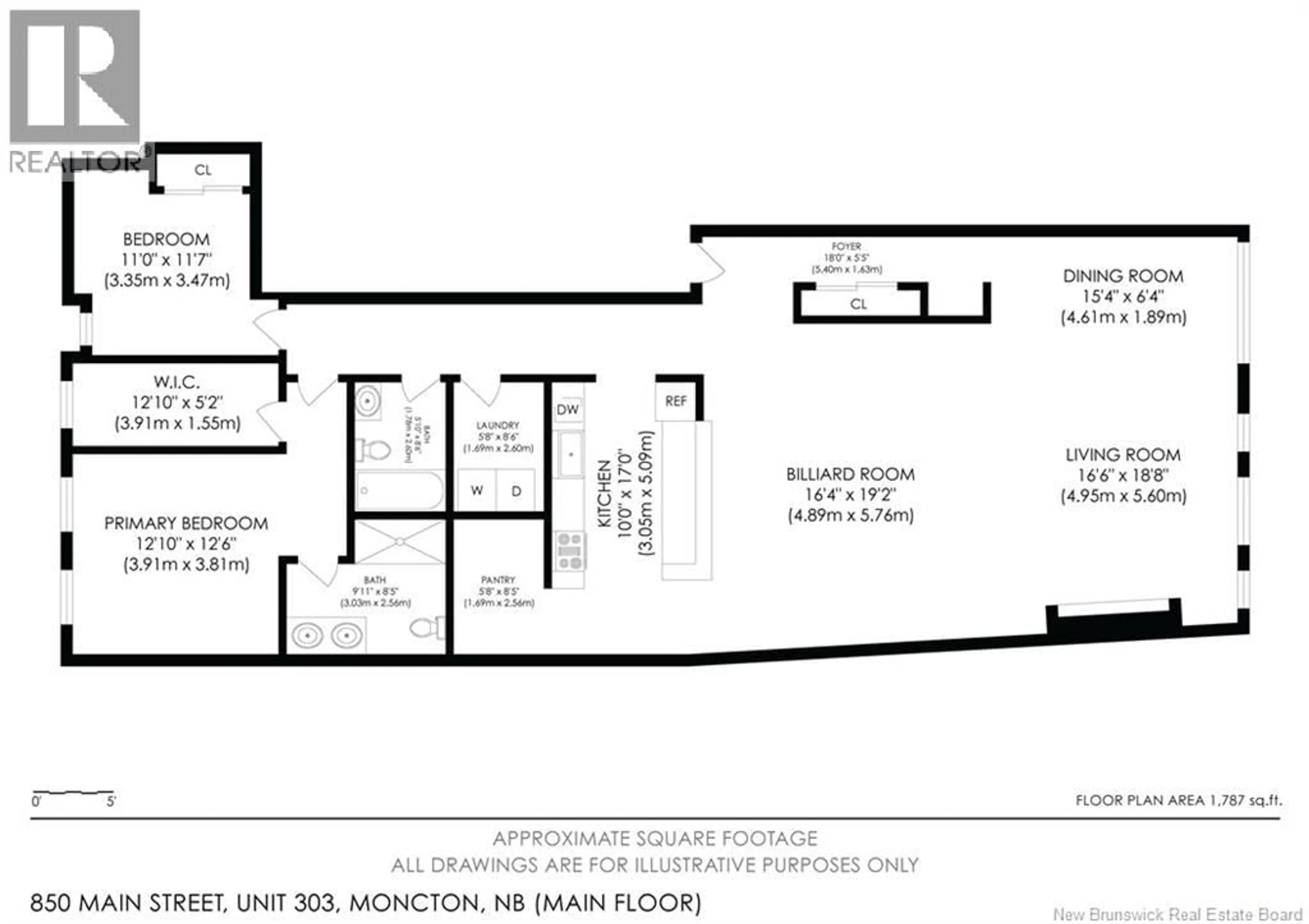 Floor plan for 303 - 850 MAIN STREET, Moncton New Brunswick E1C1G2