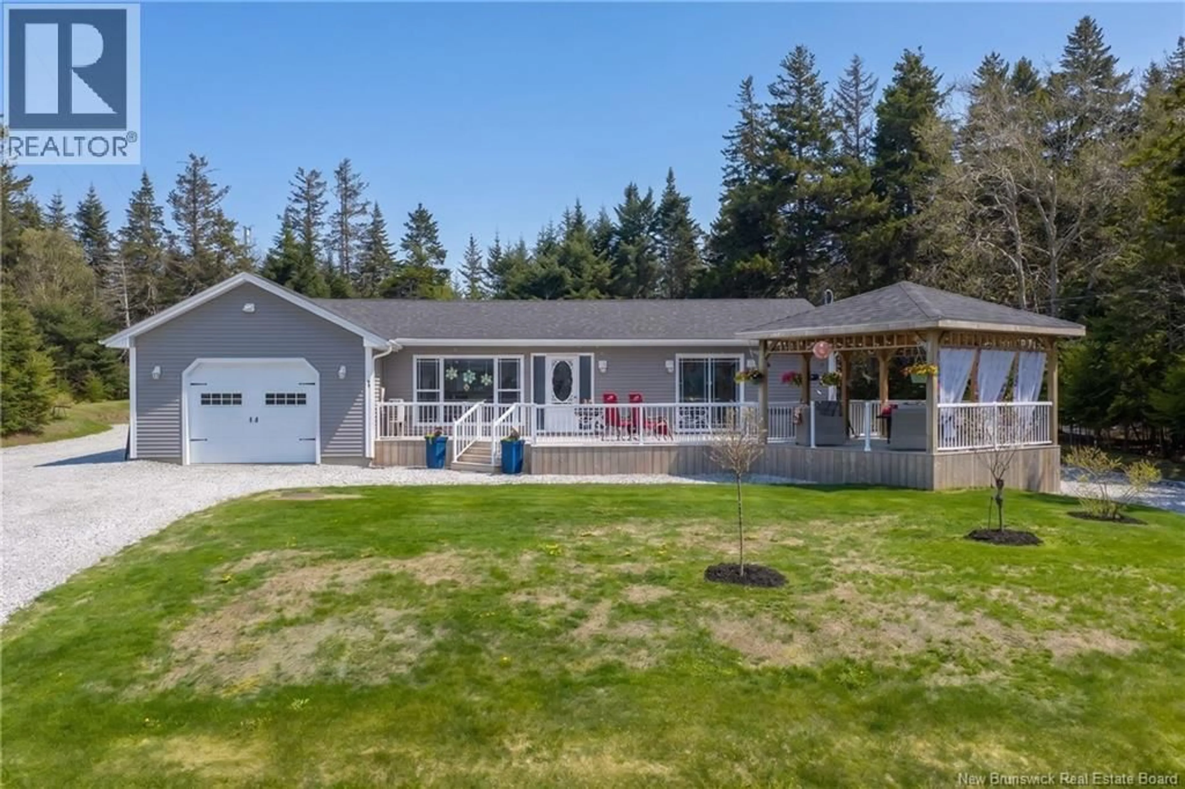 A pic from outside/outdoor area/front of a property/back of a property/a pic from drone, water/lake/river/ocean view for 7 DAVID FARM ROAD, St. Martins New Brunswick E5R2G5