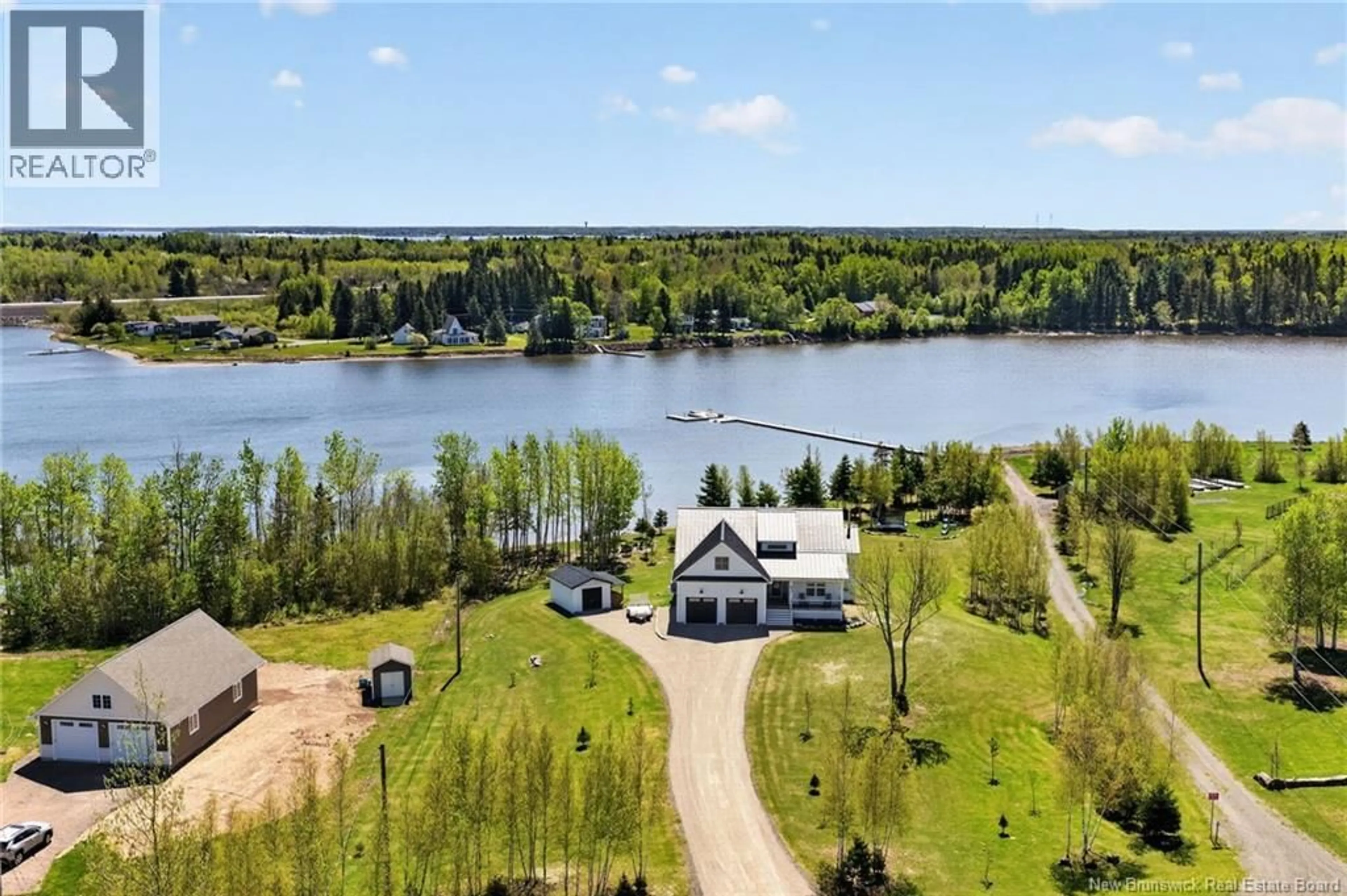 A pic from outside/outdoor area/front of a property/back of a property/a pic from drone, water/lake/river/ocean view for 92 WATERFRONT, Shediac River New Brunswick E4R0G1