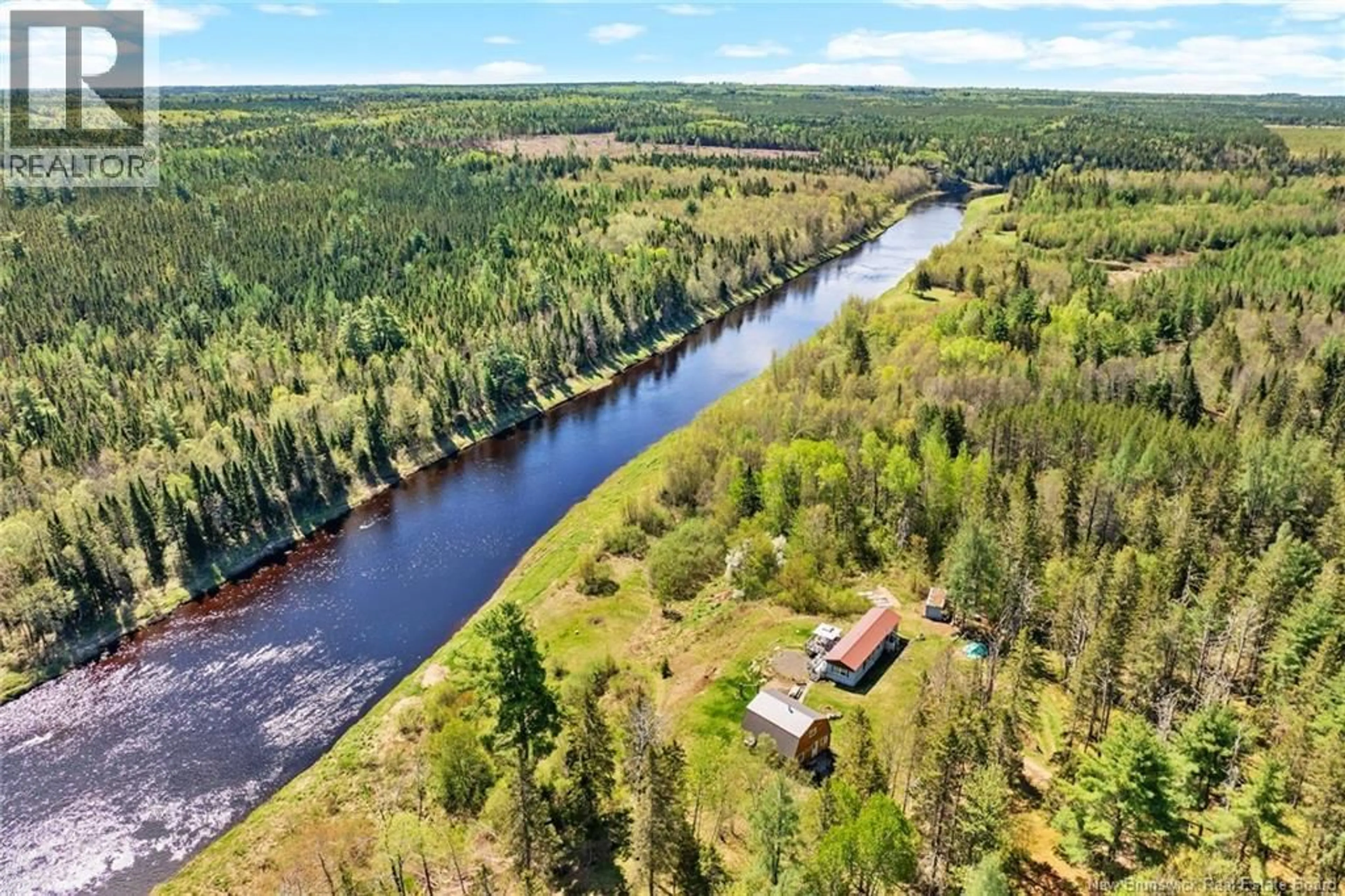 A pic from outside/outdoor area/front of a property/back of a property/a pic from drone, water/lake/river/ocean view for 1500 RTE 116, Salmon River Rd New Brunswick E4A1H4