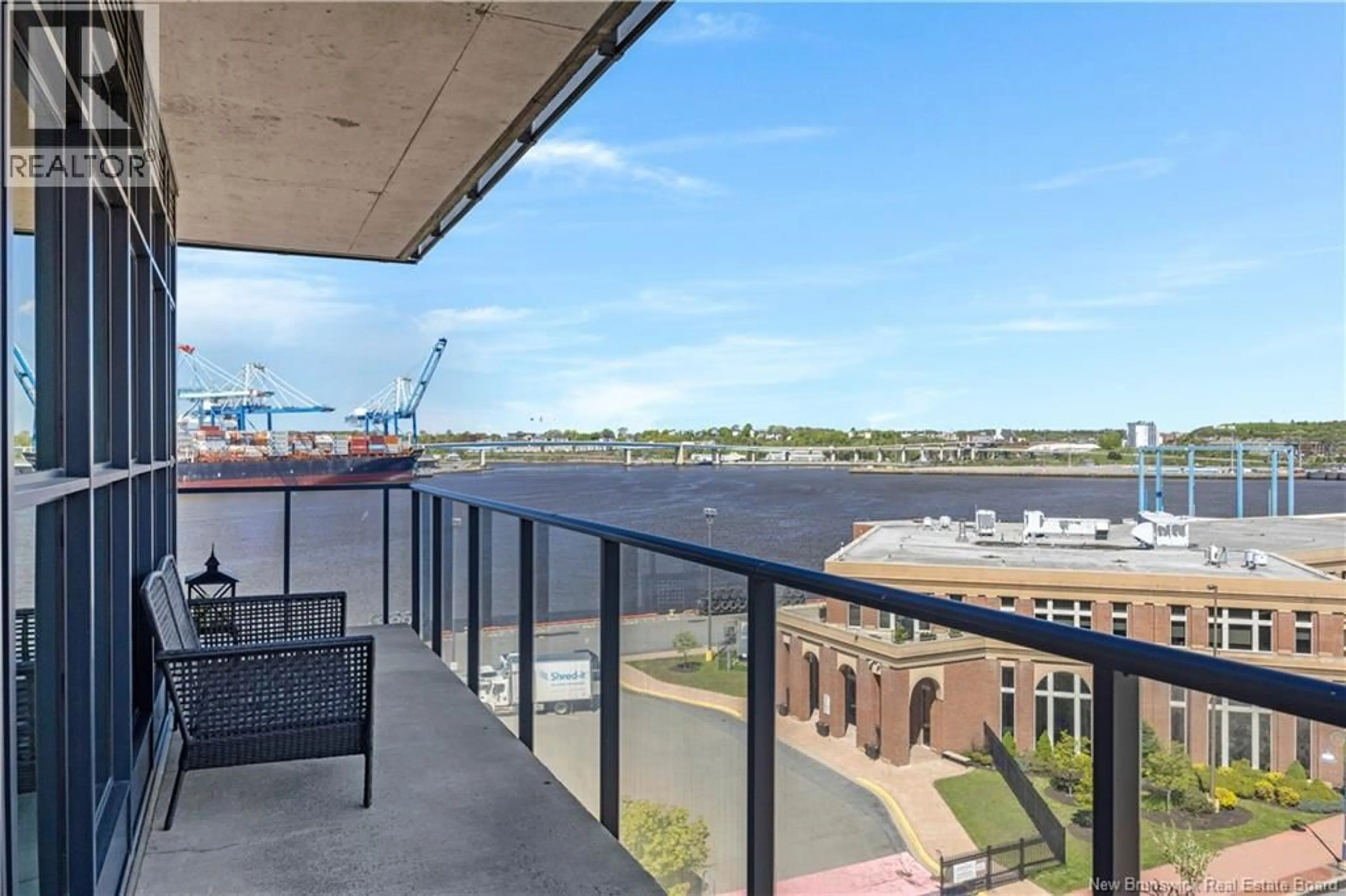 Balcony in the apartment, water/lake/river/ocean view for 501 - 243 PRINCE WILLIAM STREET, Saint John New Brunswick E2L0C6