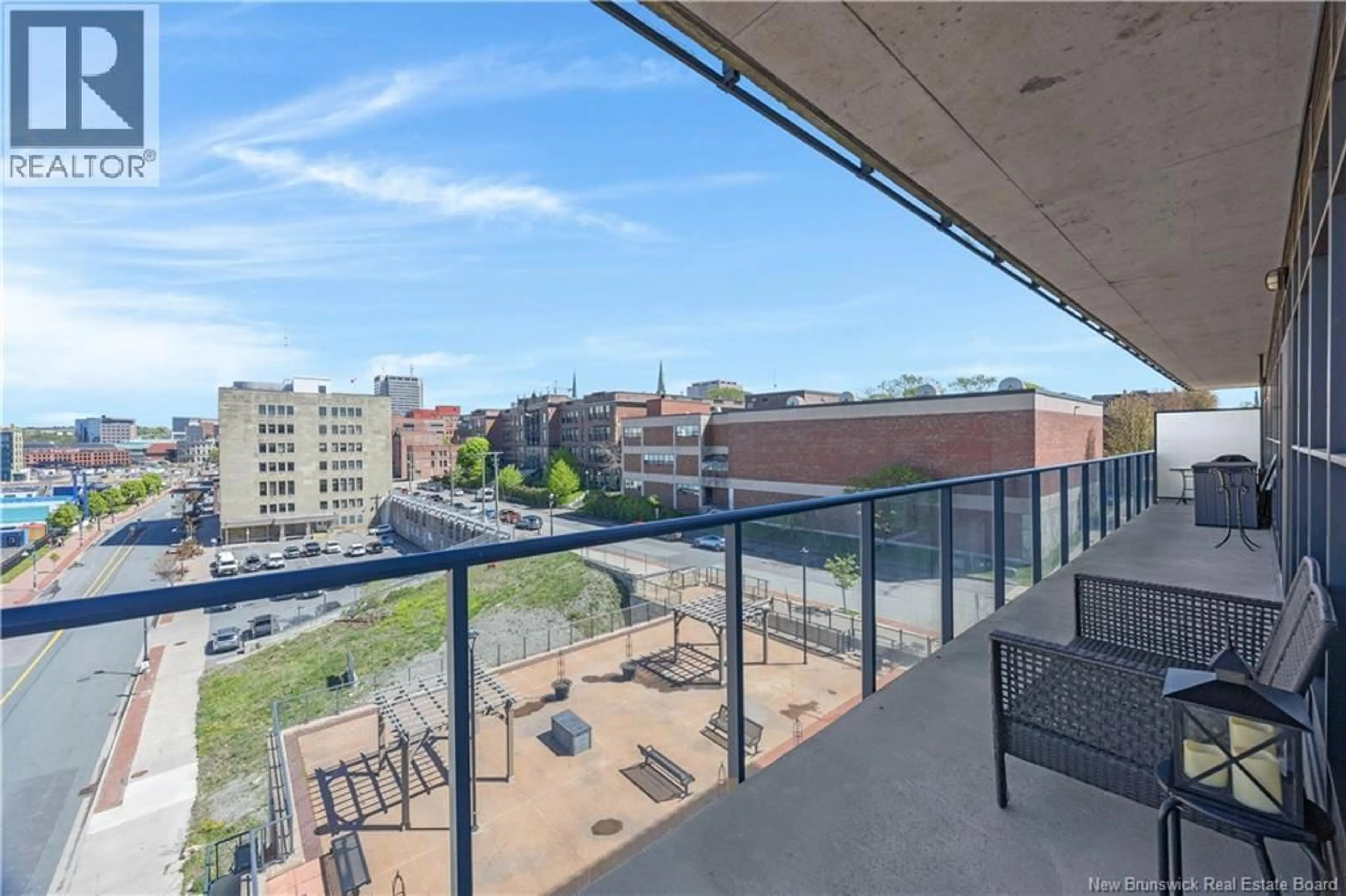 Balcony in the apartment, city buildings view from balcony for 501 - 243 PRINCE WILLIAM STREET, Saint John New Brunswick E2L0C6