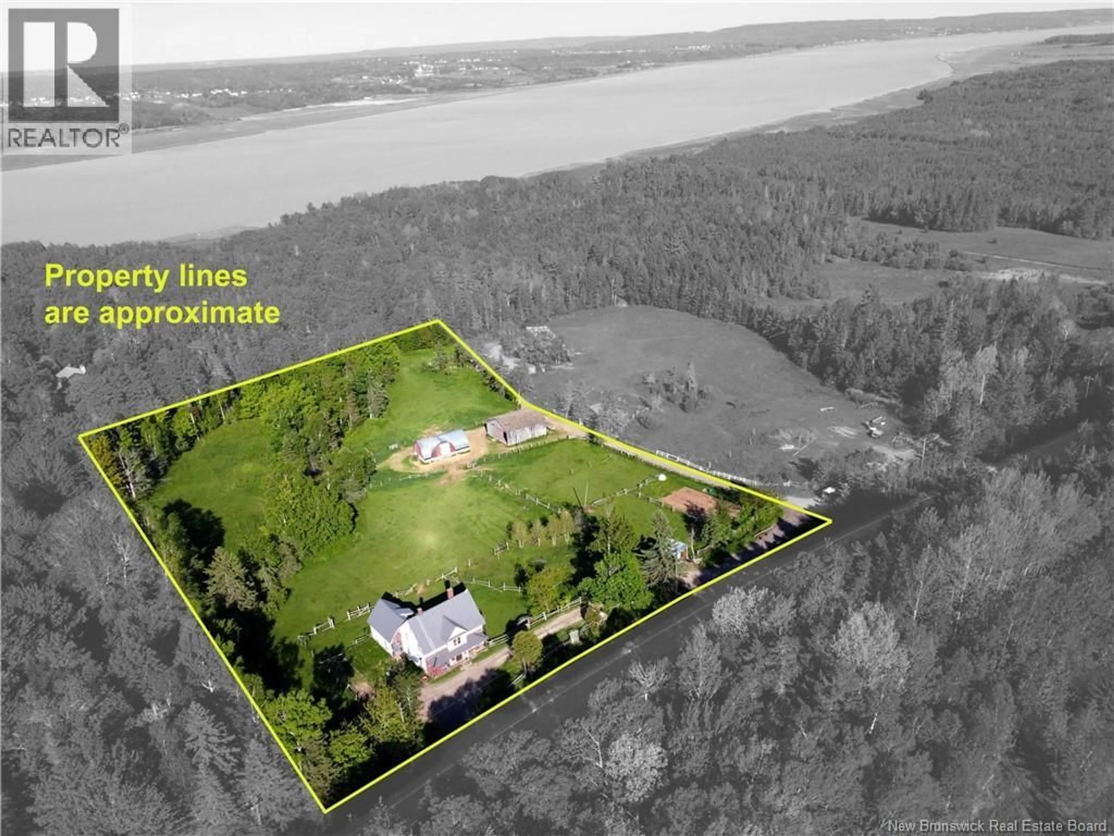 A pic from outside/outdoor area/front of a property/back of a property/a pic from drone, water/lake/river/ocean view for 5522 ROUTE 114, Weldon New Brunswick E4H4P7