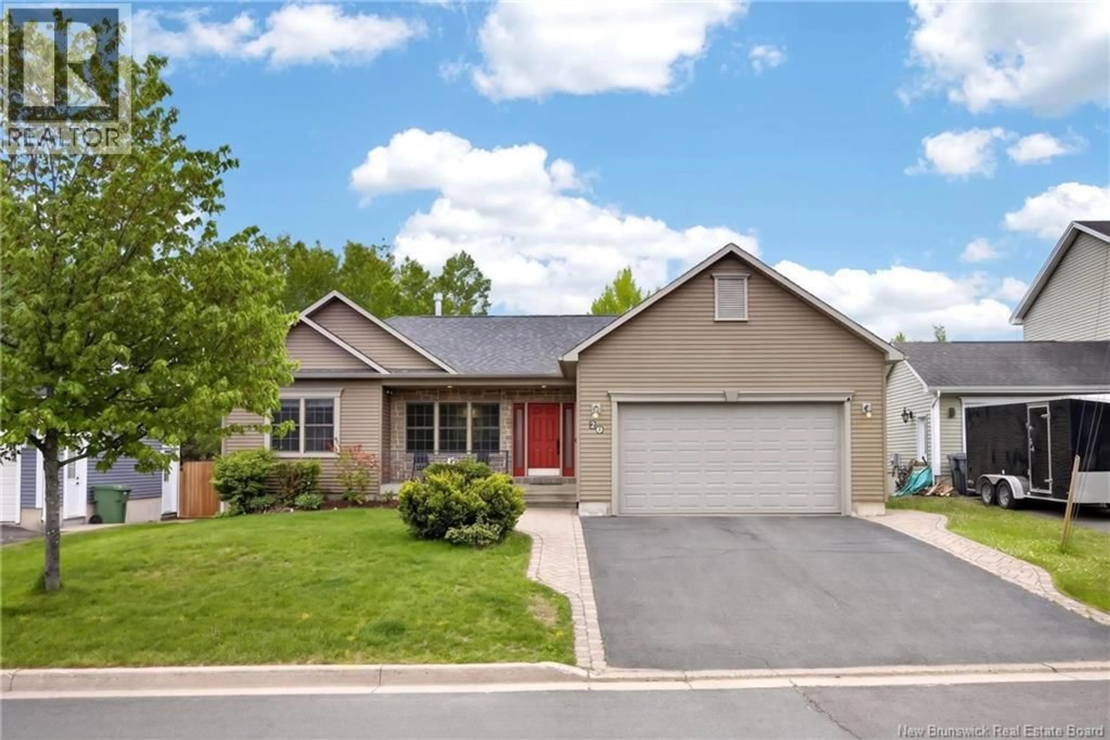 Home with vinyl exterior material, street for 30 RED MAPLE COURT, Fredericton New Brunswick E3B0E1