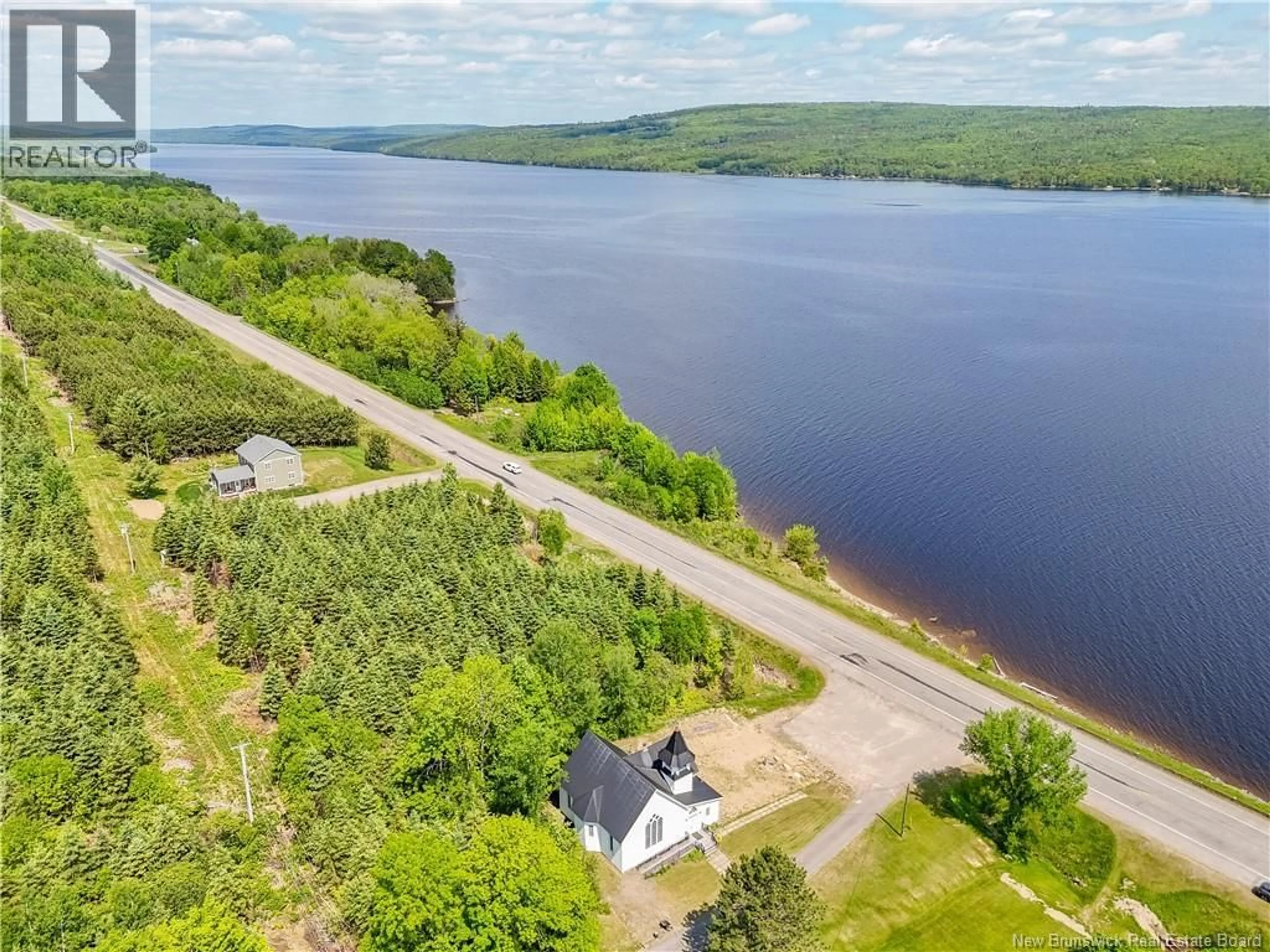 A pic from outside/outdoor area/front of a property/back of a property/a pic from drone, water/lake/river/ocean view for 6682 ROUTE 102, Nackawic New Brunswick E6K3T7