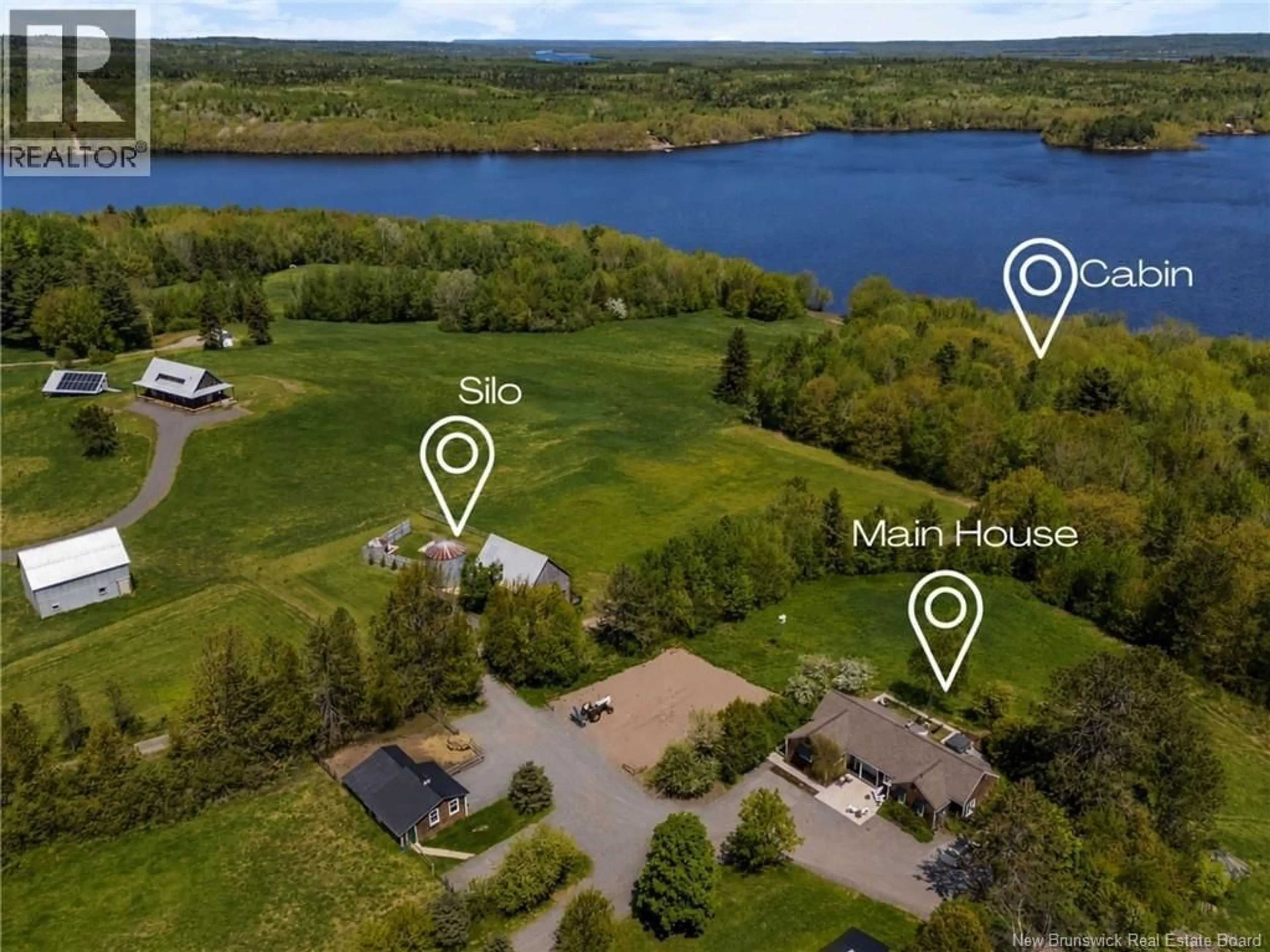 A pic from outside/outdoor area/front of a property/back of a property/a pic from drone, water/lake/river/ocean view for 4485 ROUTE 102, Queenstown New Brunswick E5M1Z5