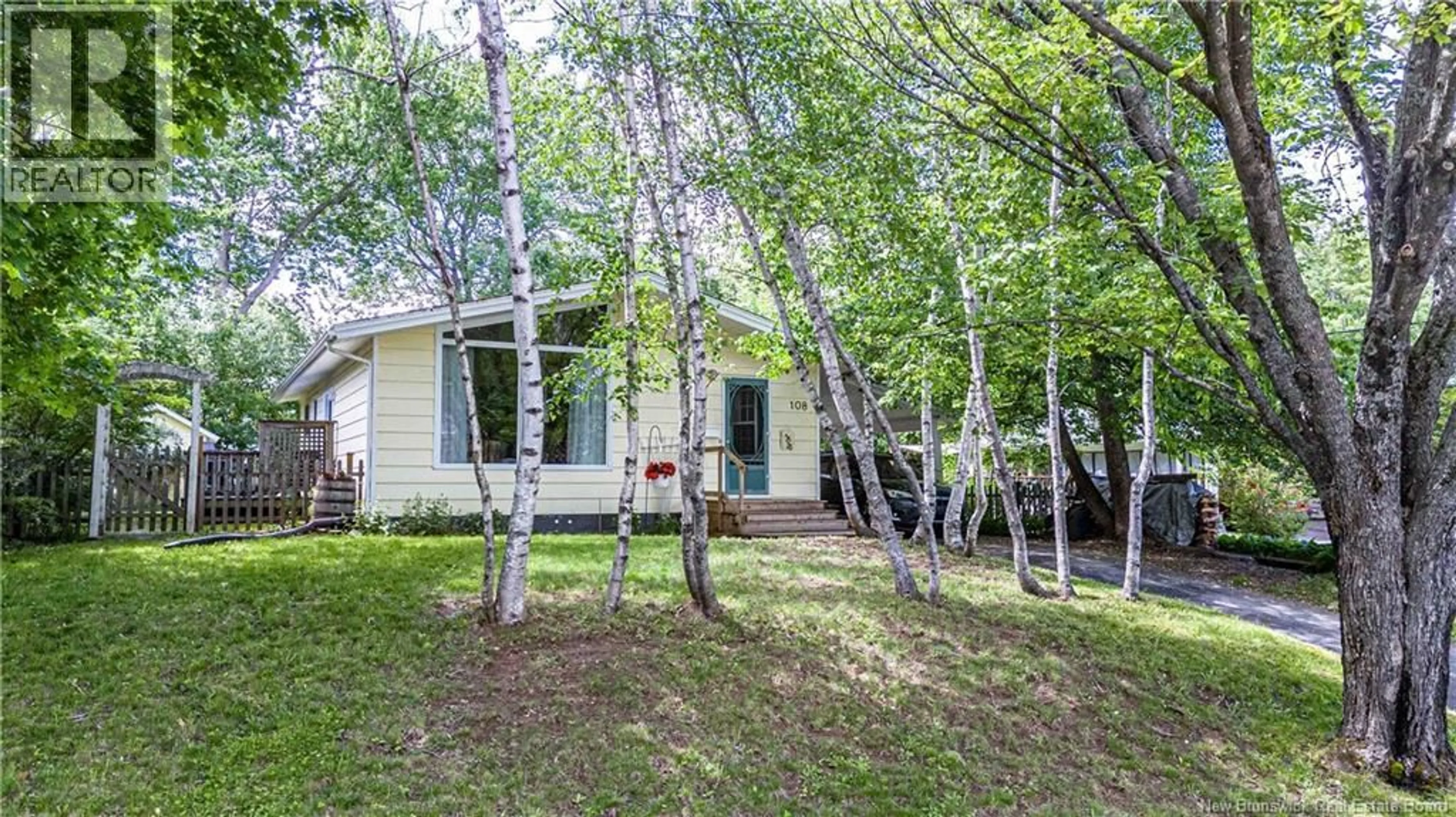 Home with vinyl exterior material, forest/trees view for 108 CAMBRIDGE CRESCENT, Fredericton New Brunswick E3B4N9