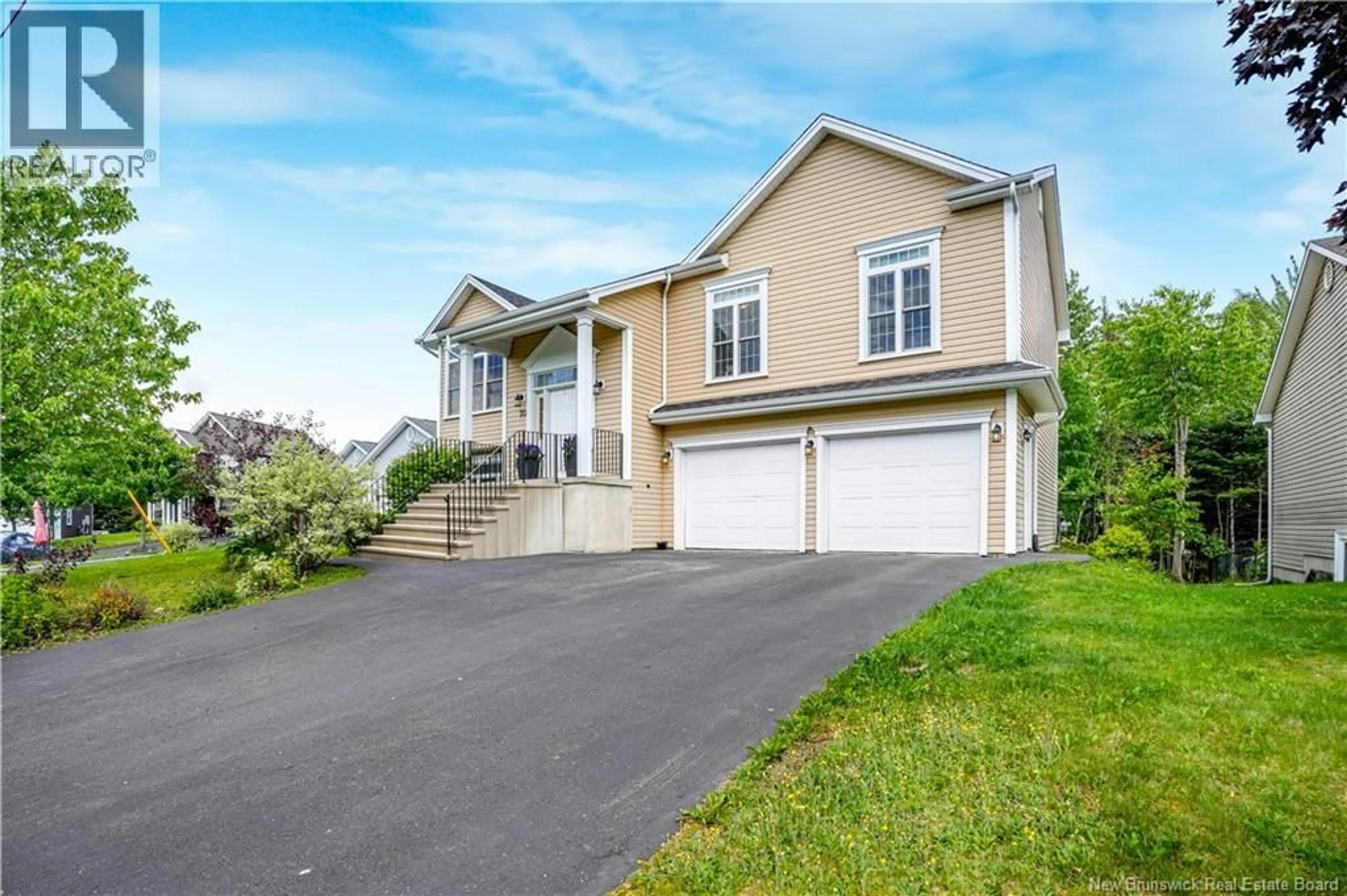 Home with vinyl exterior material, street for 70 RED MAPLE COURT, Fredericton New Brunswick E3B0E1