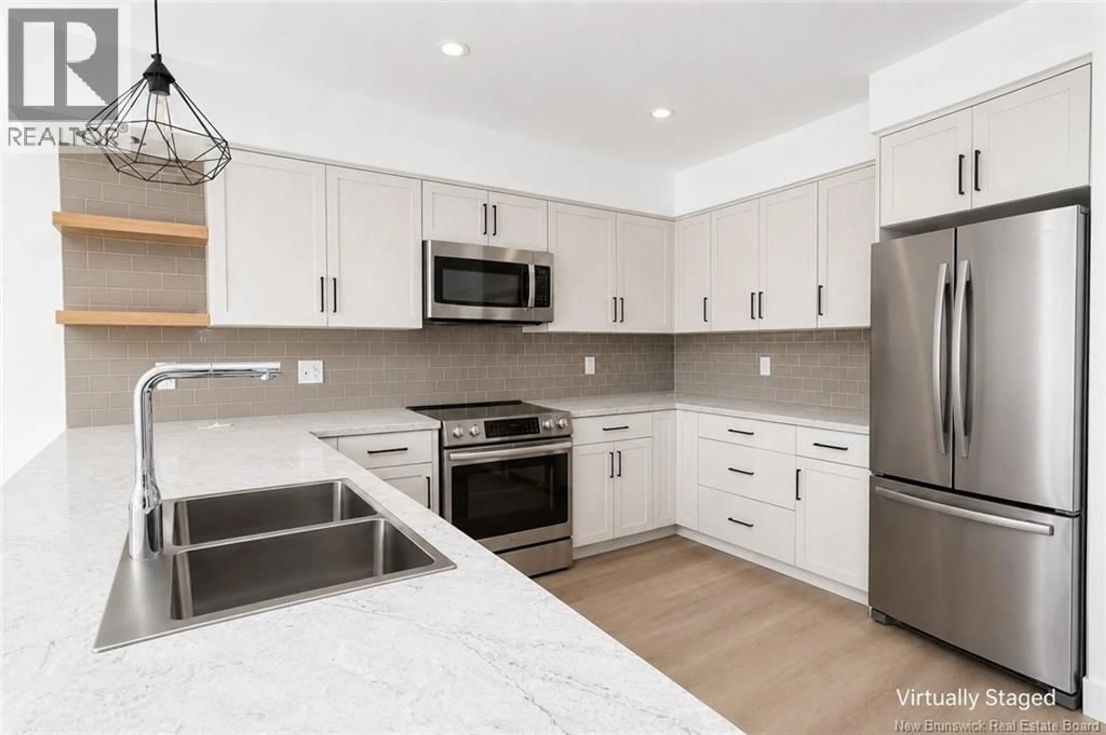 Open concept kitchen, ceramic/tile floor for 16 WESTWOOD DRIVE, Fredericton New Brunswick E3C1K7