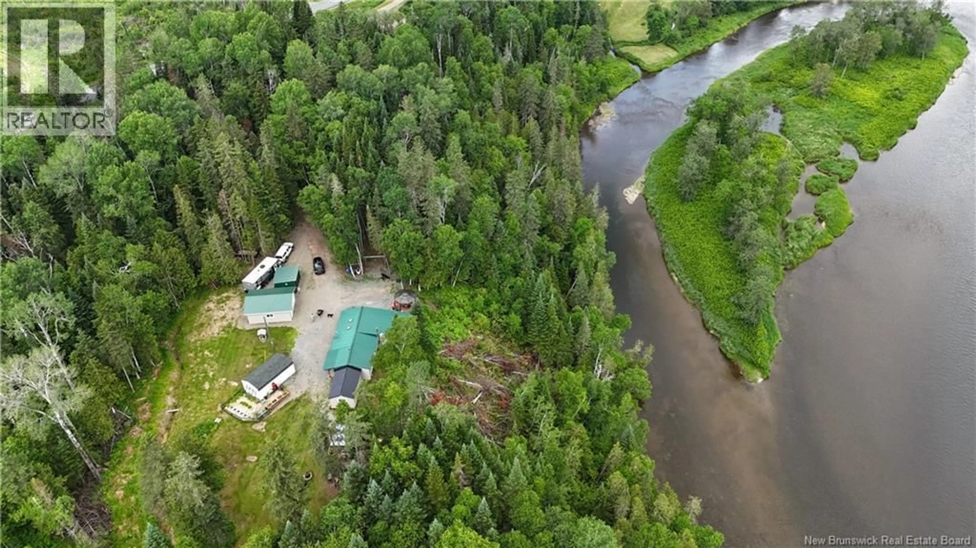A pic from outside/outdoor area/front of a property/back of a property/a pic from drone, water/lake/river/ocean view for 1546 ROUTE 385, Oxbow New Brunswick E7G3E8