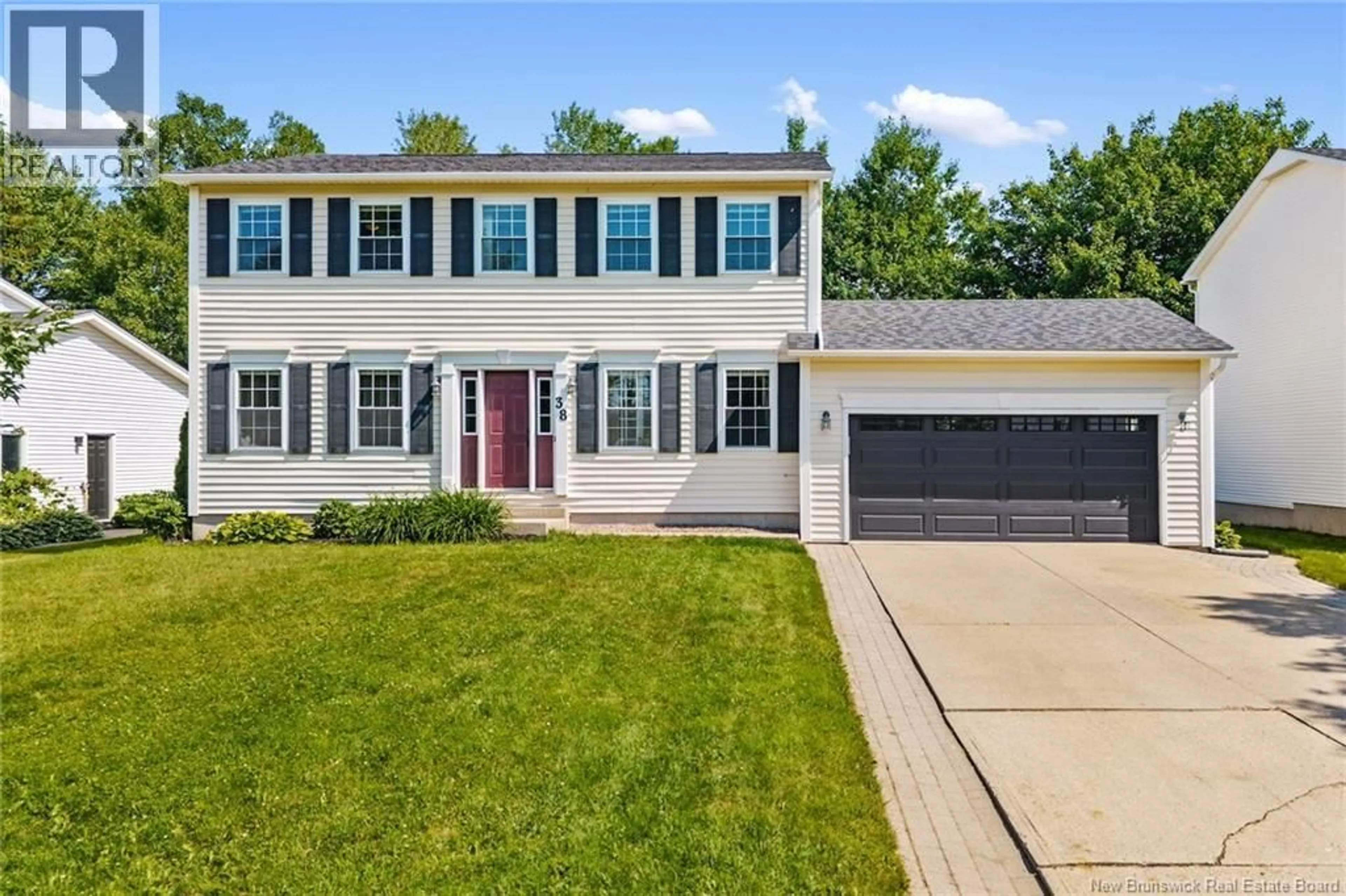 Home with vinyl exterior material, street for 38 CARRINGTON LANE, Fredericton New Brunswick E3A5R5