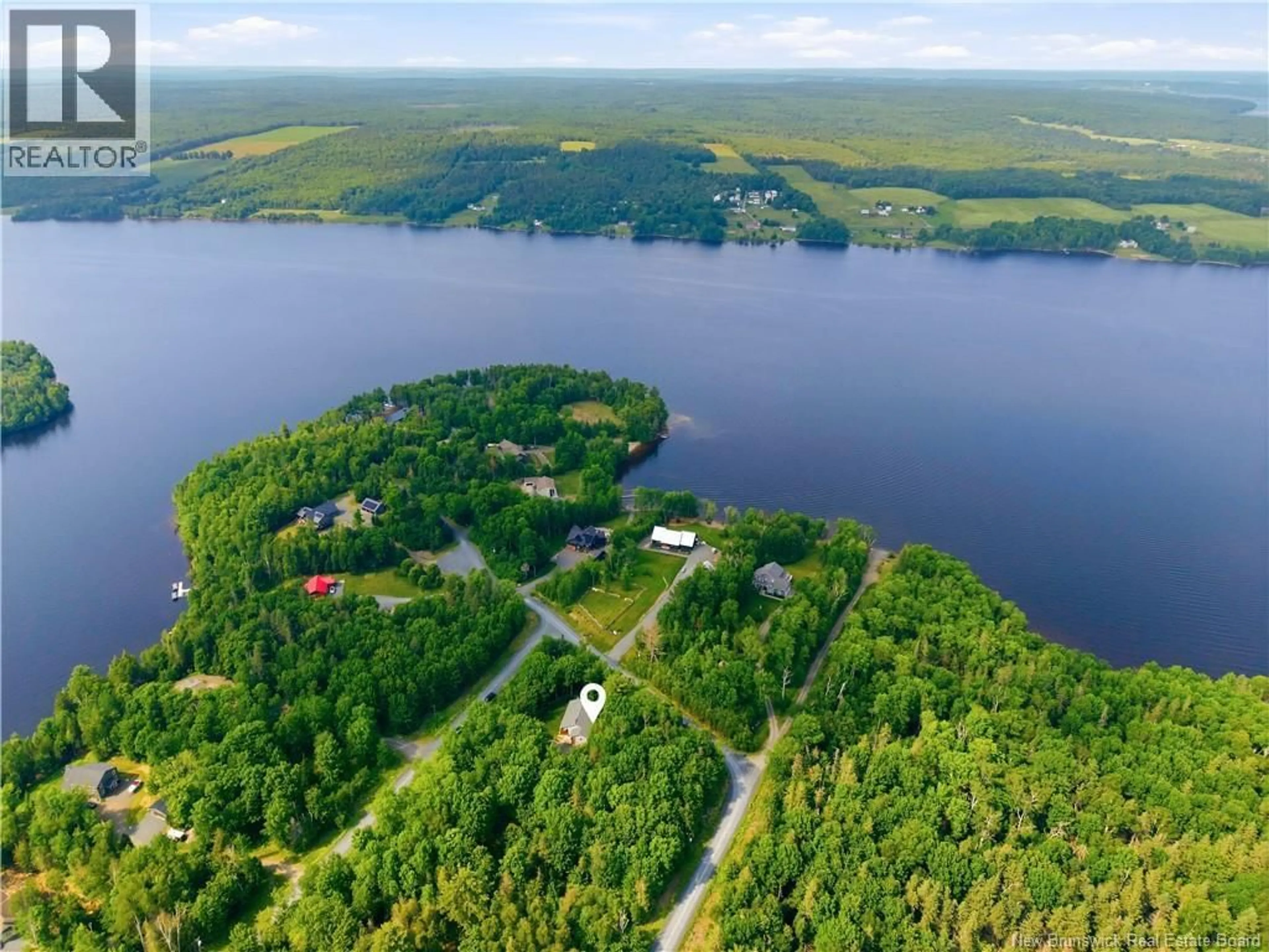 A pic from outside/outdoor area/front of a property/back of a property/a pic from drone, water/lake/river/ocean view for 30 LOYALIST LANE, Upper Kingsclear New Brunswick E3E0C3