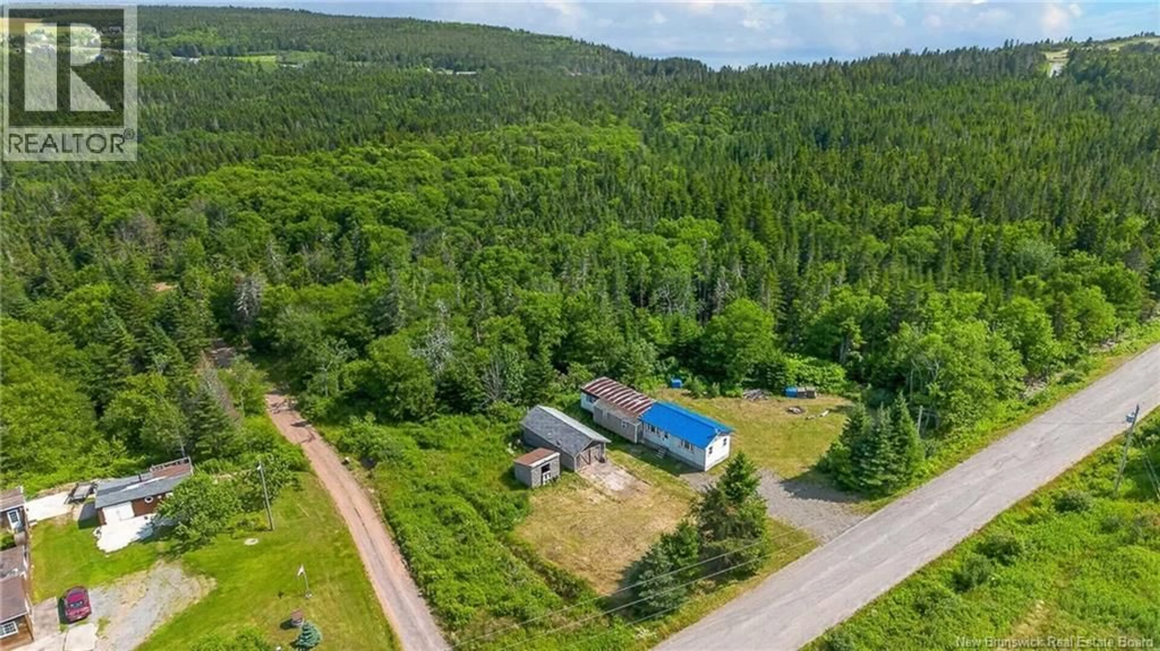 A pic from outside/outdoor area/front of a property/back of a property/a pic from drone, forest/trees view for 50 MOORE ROAD, Black River New Brunswick E2S2A6
