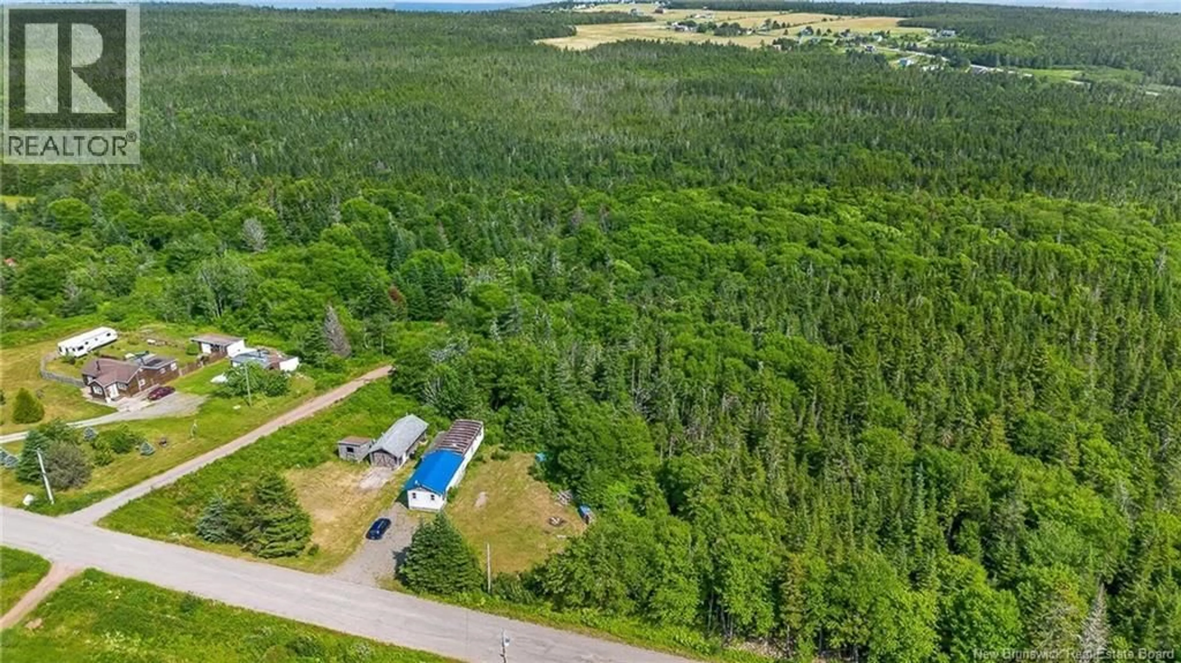 A pic from outside/outdoor area/front of a property/back of a property/a pic from drone, forest/trees view for 50 MOORE ROAD, Black River New Brunswick E2S2A6