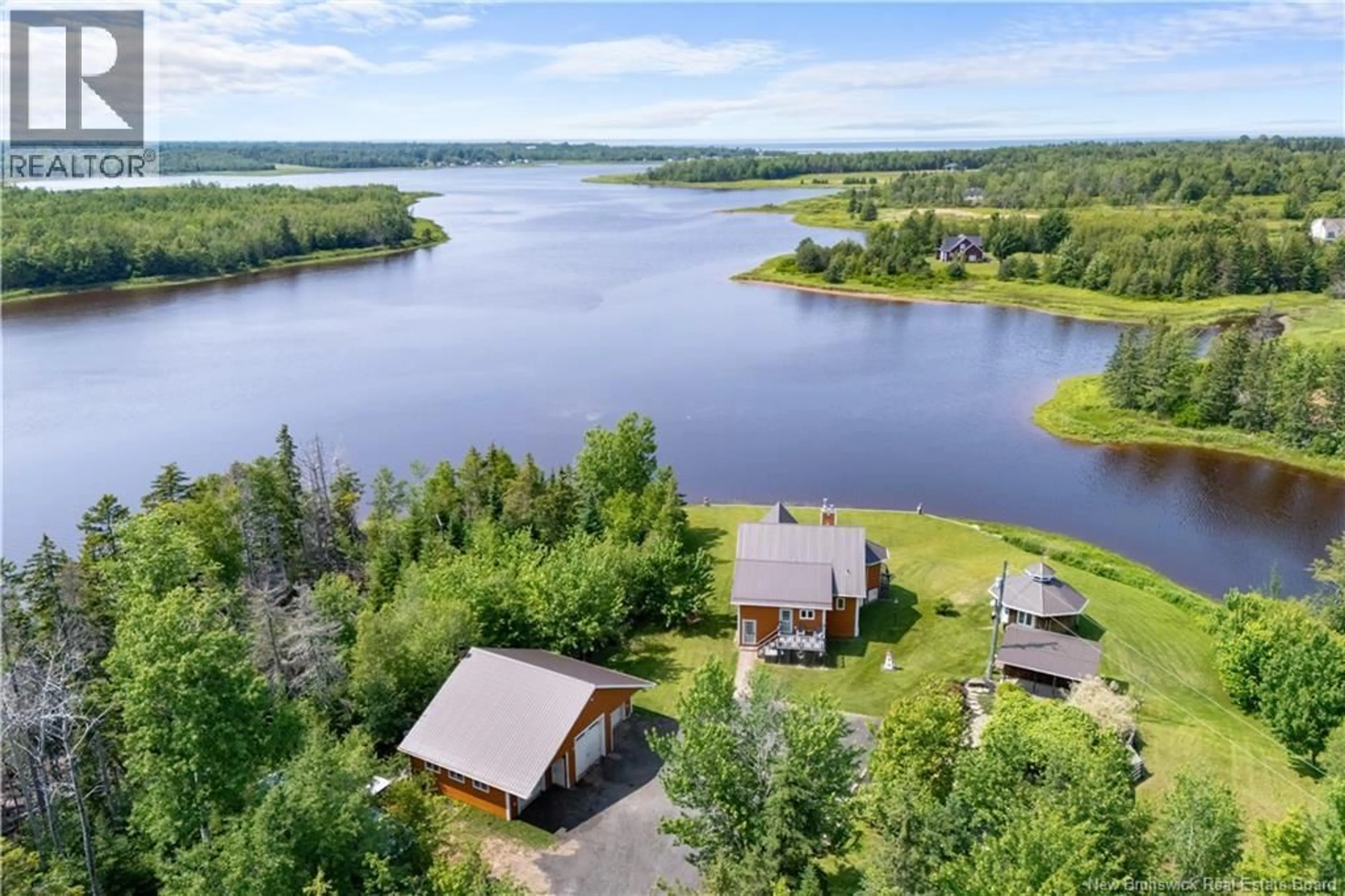 A pic from outside/outdoor area/front of a property/back of a property/a pic from drone, water/lake/river/ocean view for 235 RAYMEL, Grand-Barachois New Brunswick E4P7M7