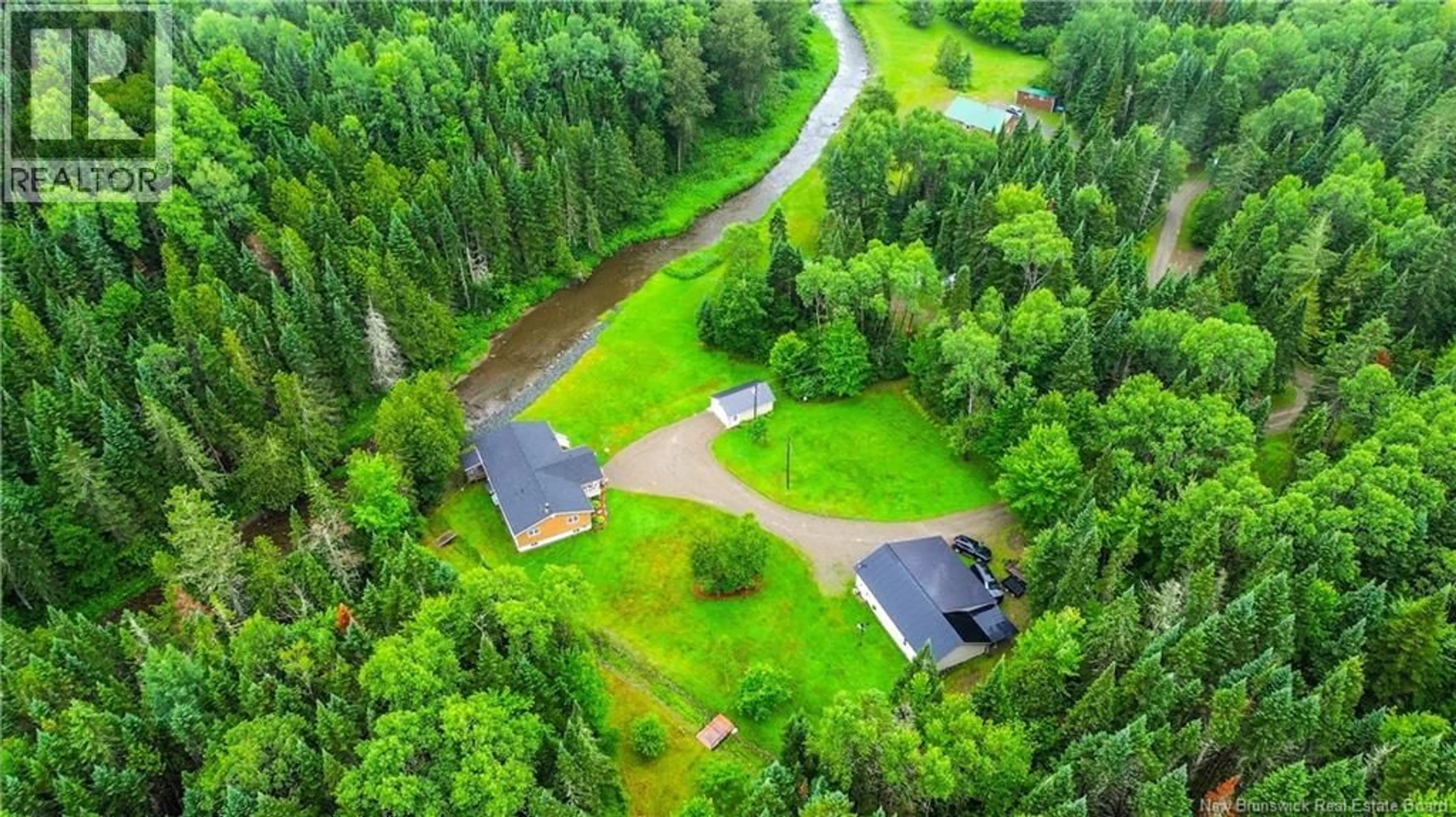 A pic from outside/outdoor area/front of a property/back of a property/a pic from drone, water/lake/river/ocean view for 792 BLACK BROOK ROAD, Glassville New Brunswick E7L1R7