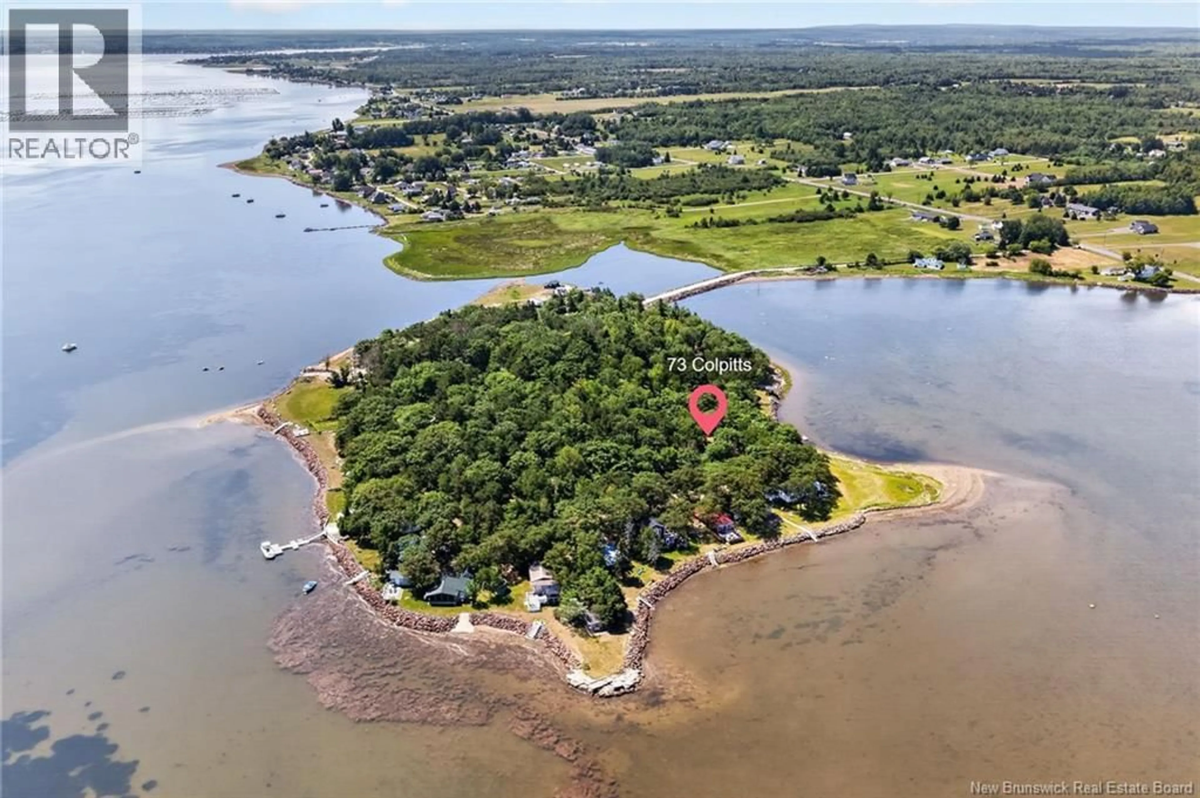 A pic from outside/outdoor area/front of a property/back of a property/a pic from drone, water/lake/river/ocean view for 73 COLPITTS STREET, Cocagne New Brunswick E4R2G7