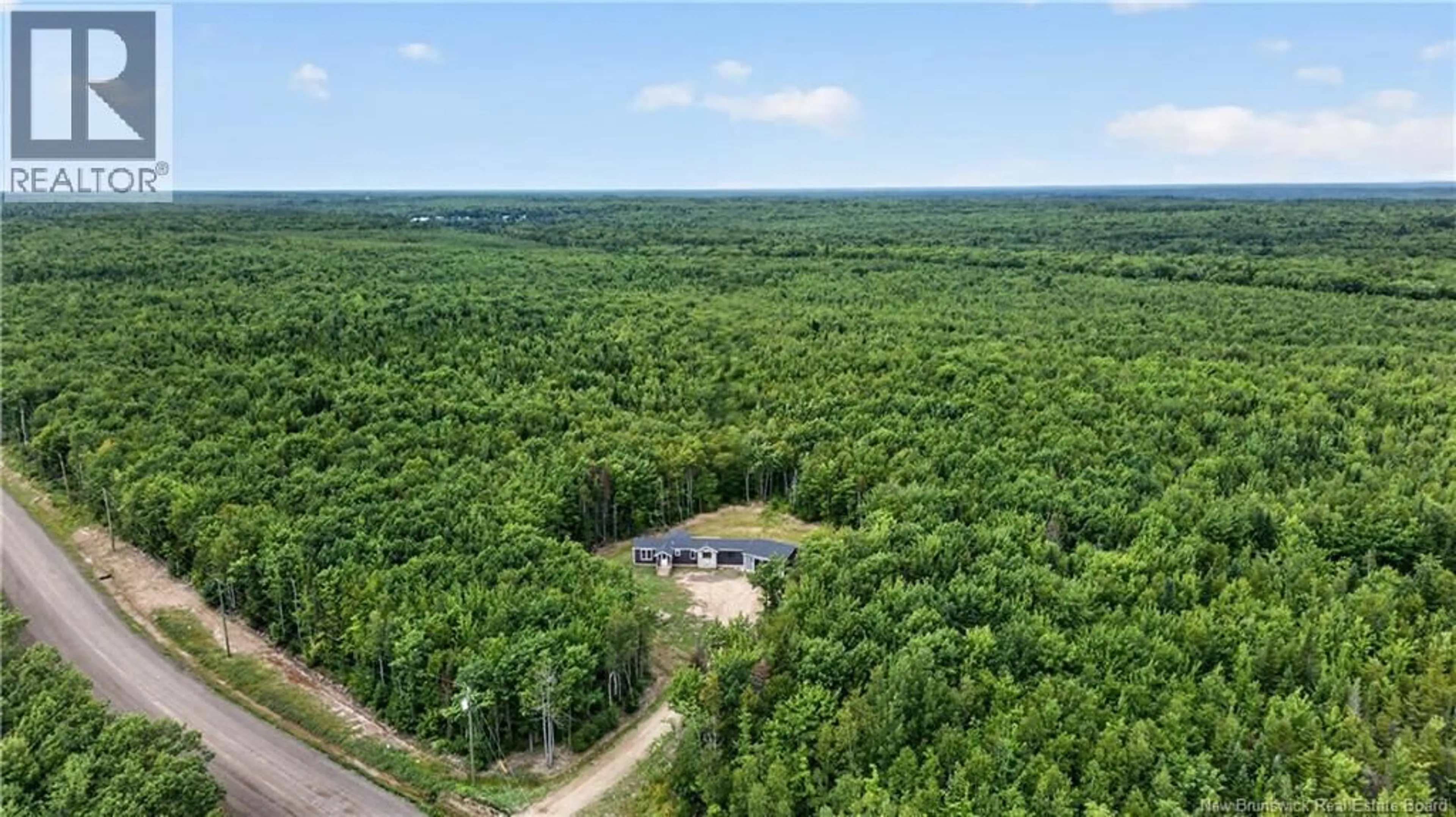 A pic from outside/outdoor area/front of a property/back of a property/a pic from drone, forest/trees view for 25-26 ROY SCENIC DRIVE, Irishtown New Brunswick E1H2N5