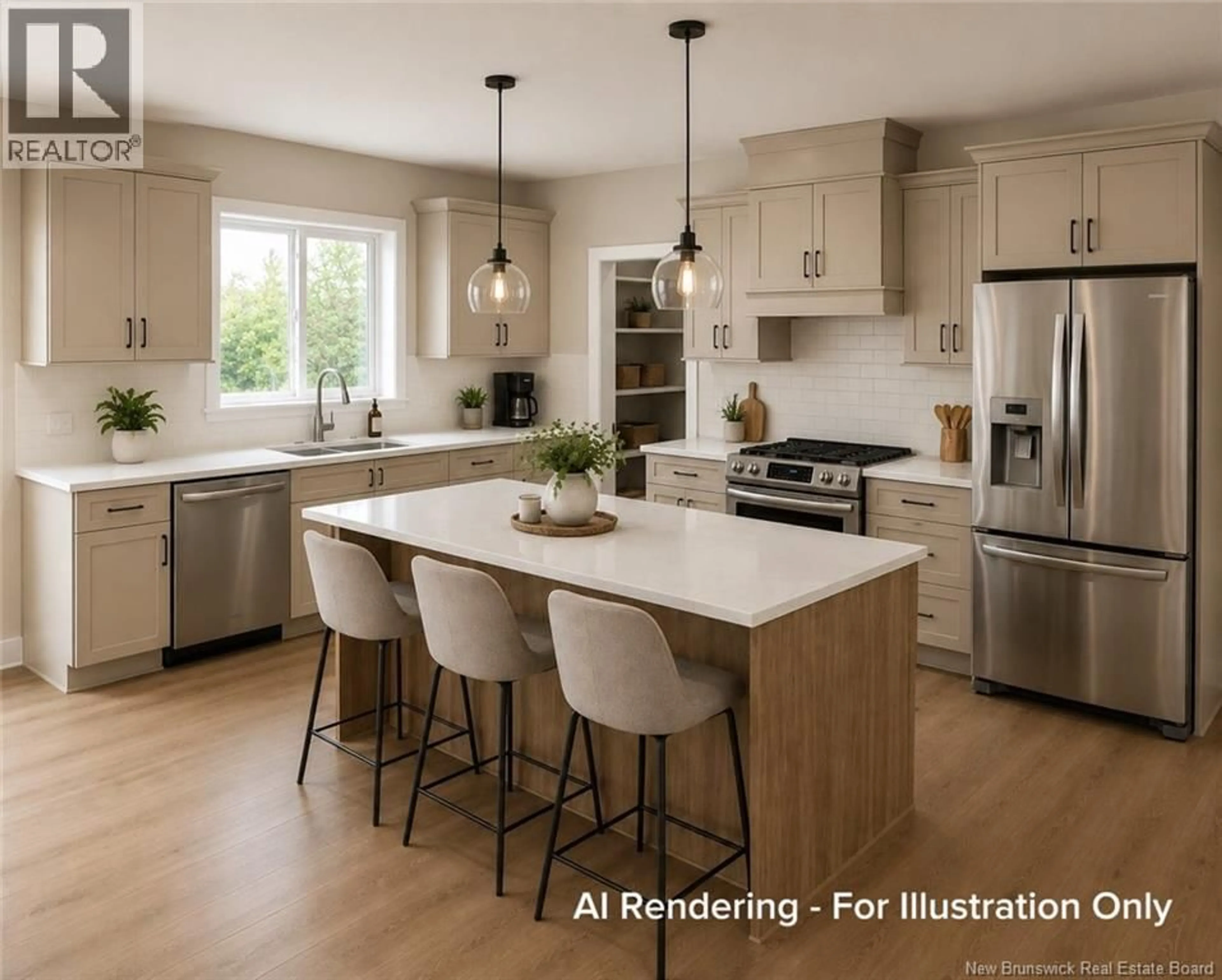 Open concept kitchen, wood/laminate floor for 17 BURMAN STREET, Sackville New Brunswick E4L0C2