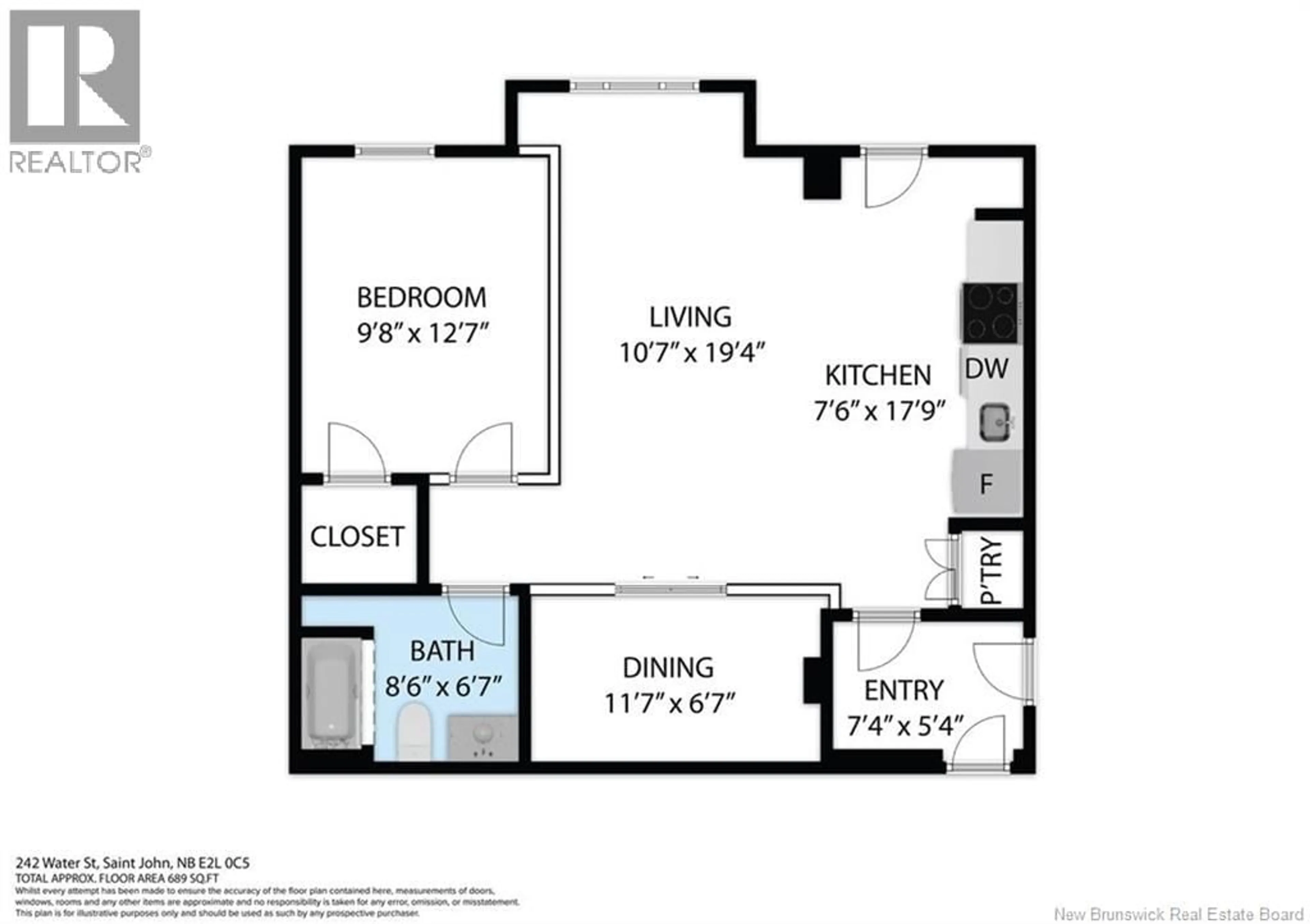 Floor plan for 102 - 242 WATER STREET, Saint John New Brunswick E2L0C5