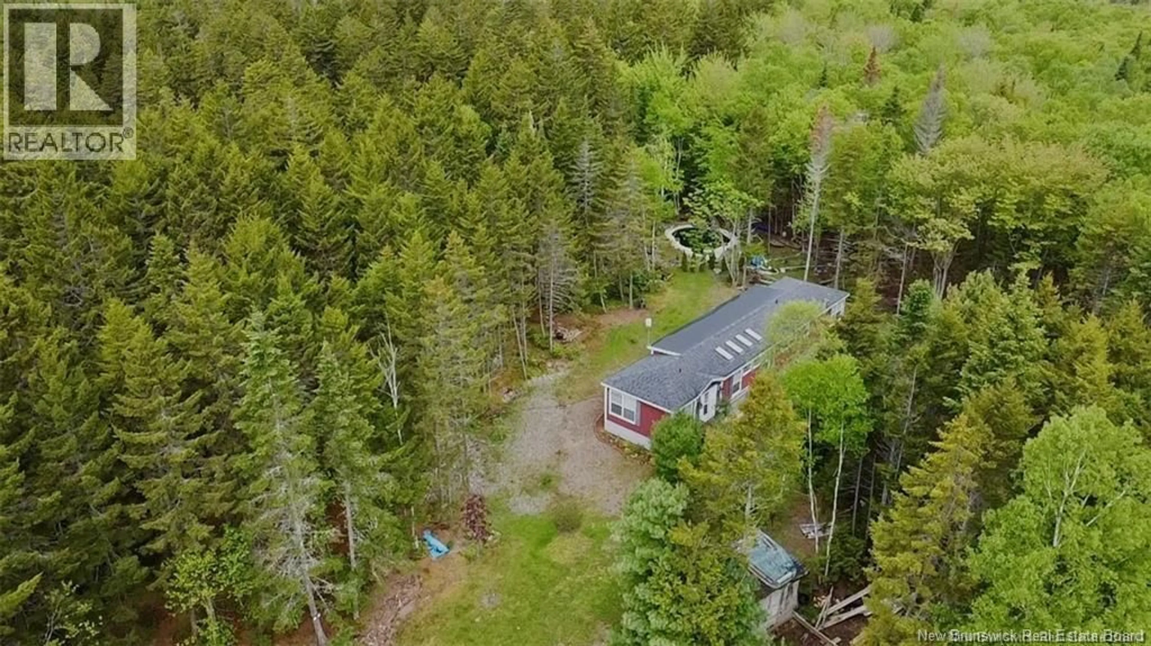 A pic from outside/outdoor area/front of a property/back of a property/a pic from drone, forest/trees view for 95 NECK ROAD, Summerville New Brunswick E5S1A4