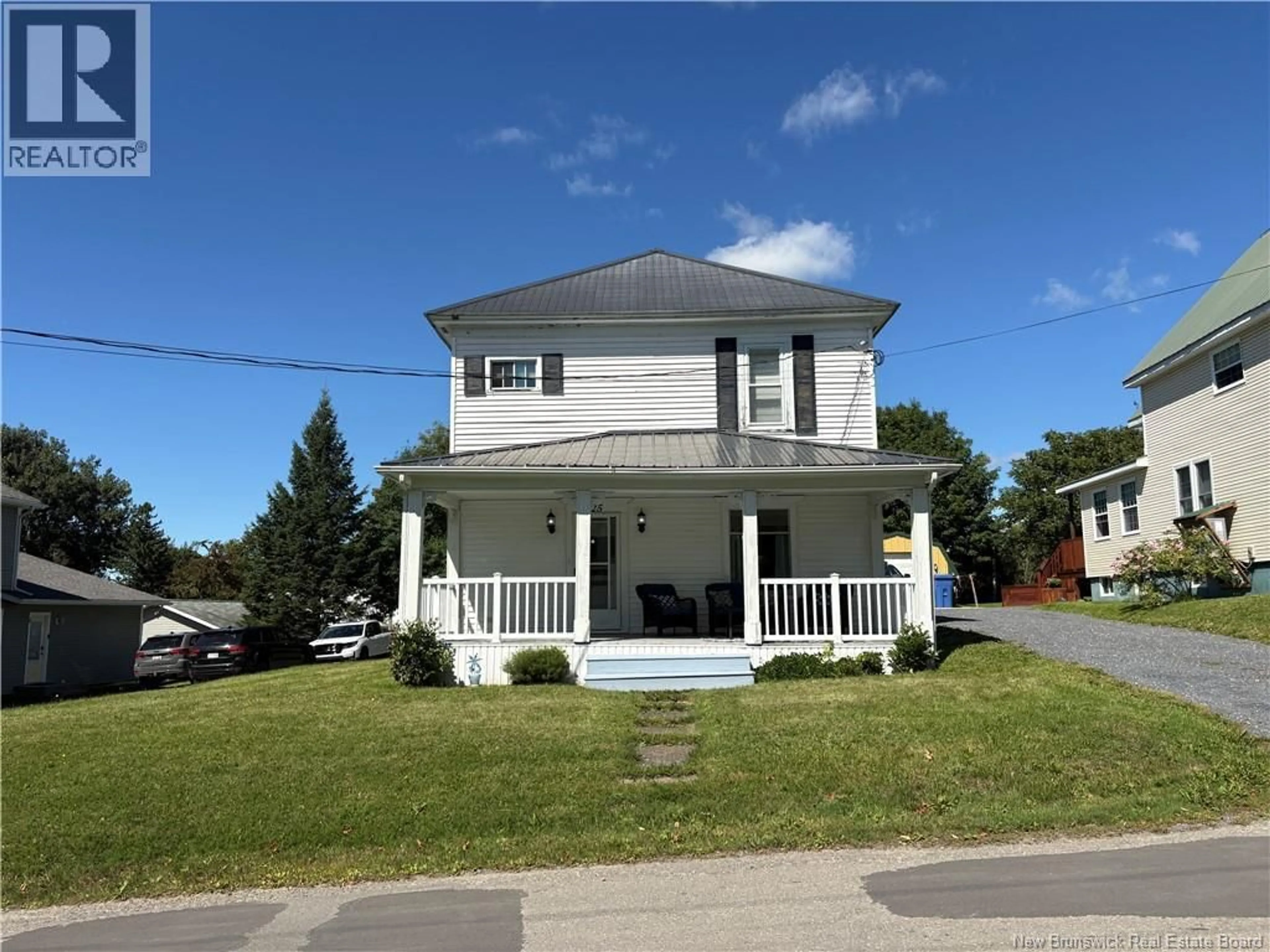 Home with vinyl exterior material, street for 25 HILLCREST AVENUE, Hartland New Brunswick E7P1M7