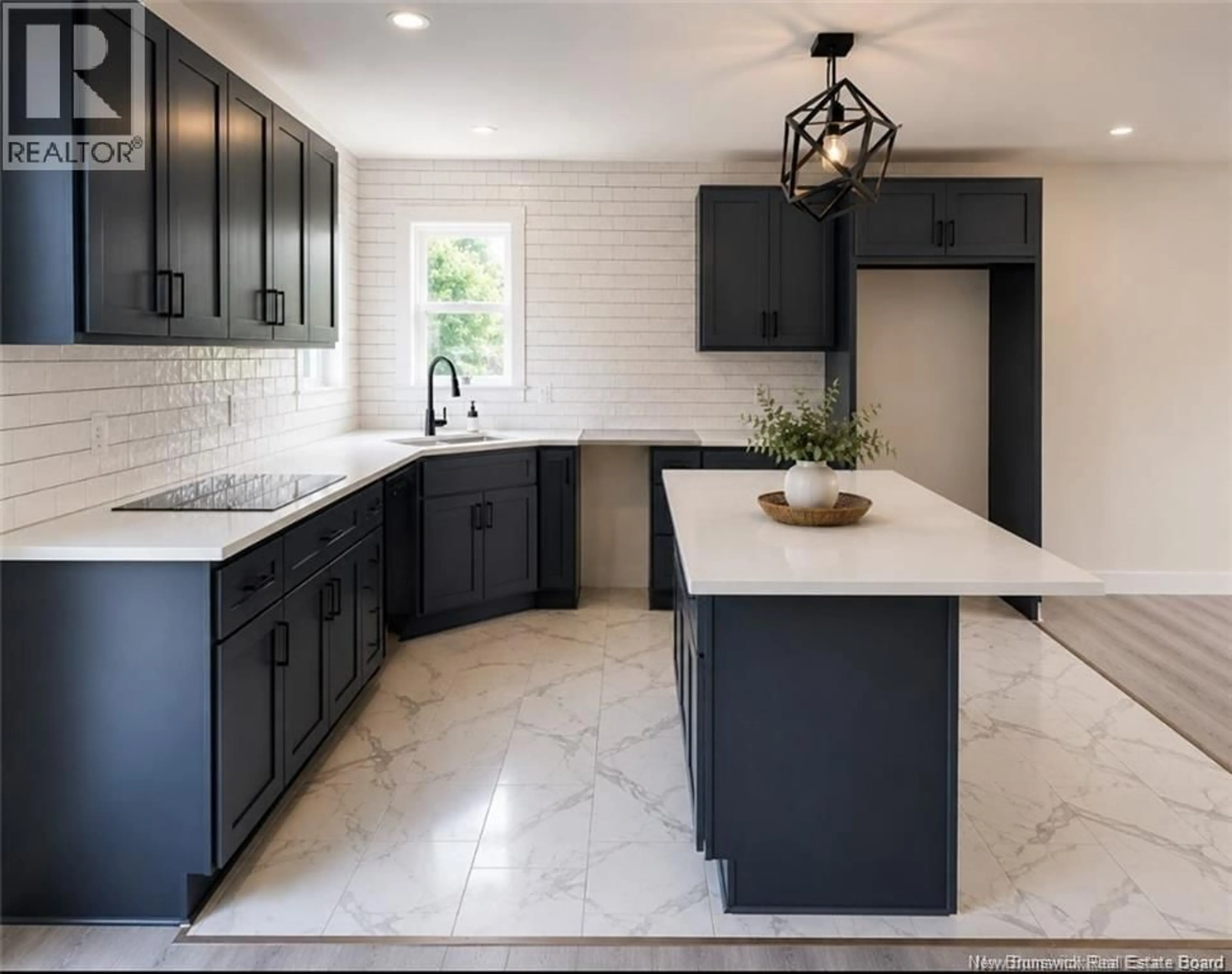 Contemporary kitchen, ceramic/tile floor for 59 MALIBU STREET, Marysville New Brunswick E3A5P9
