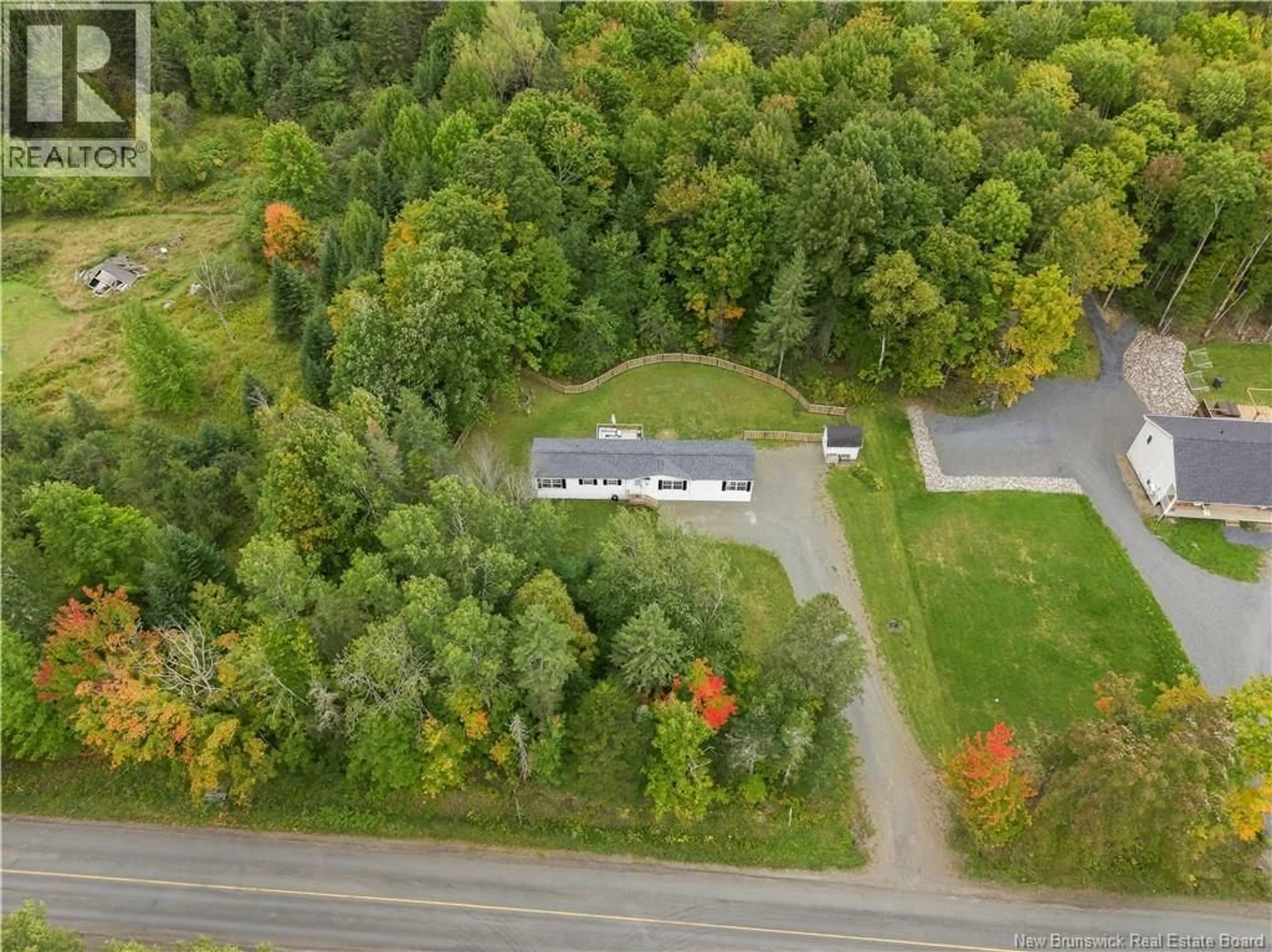 A pic from outside/outdoor area/front of a property/back of a property/a pic from drone, forest/trees view for 256 MAZEROLLE SETTLEMENT ROAD, Upper Kingsclear New Brunswick E3E1W1