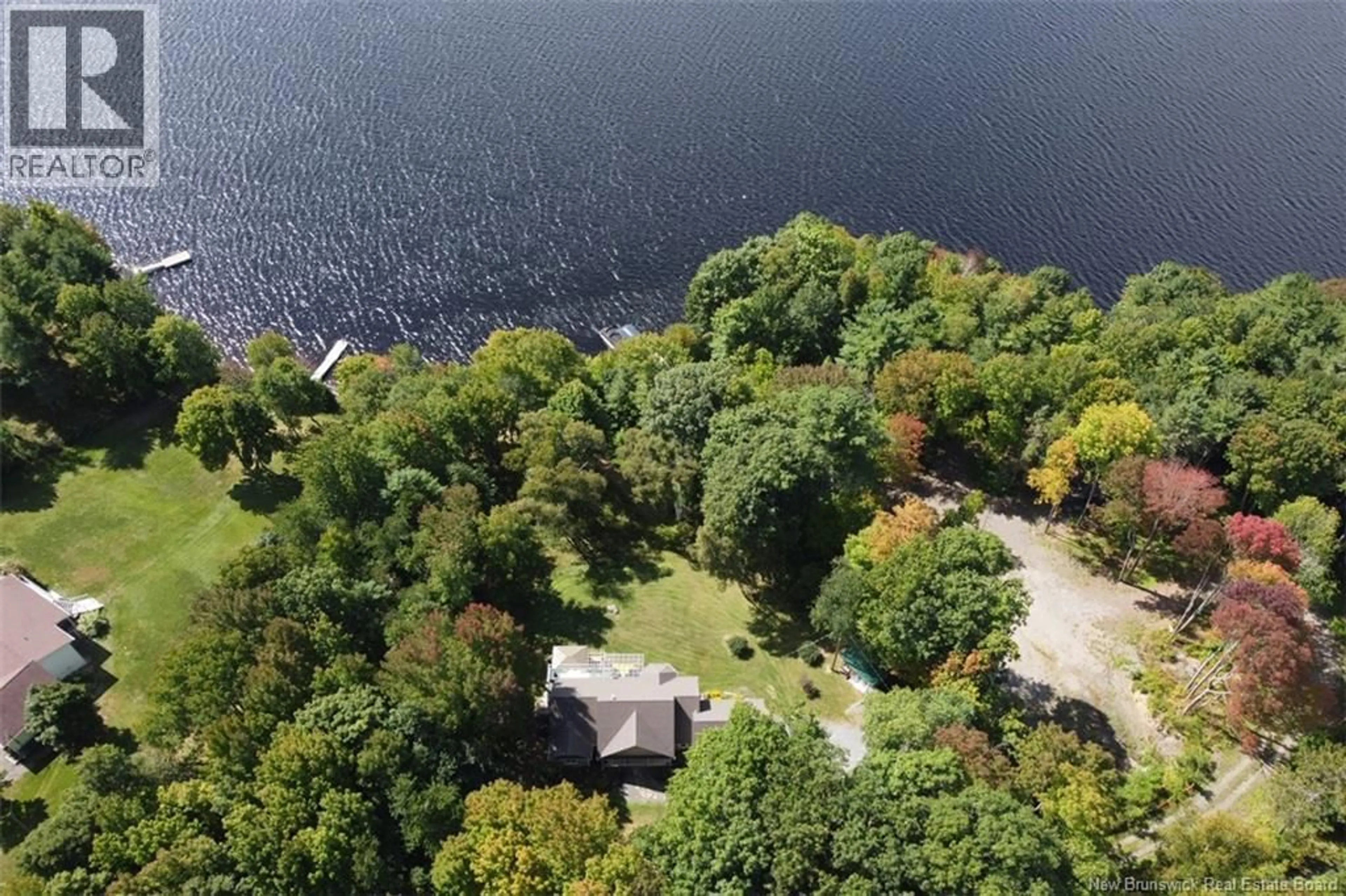 A pic from outside/outdoor area/front of a property/back of a property/a pic from drone, water/lake/river/ocean view for 48 LEE DRIVE, Upper Kingsclear New Brunswick E3E2L2