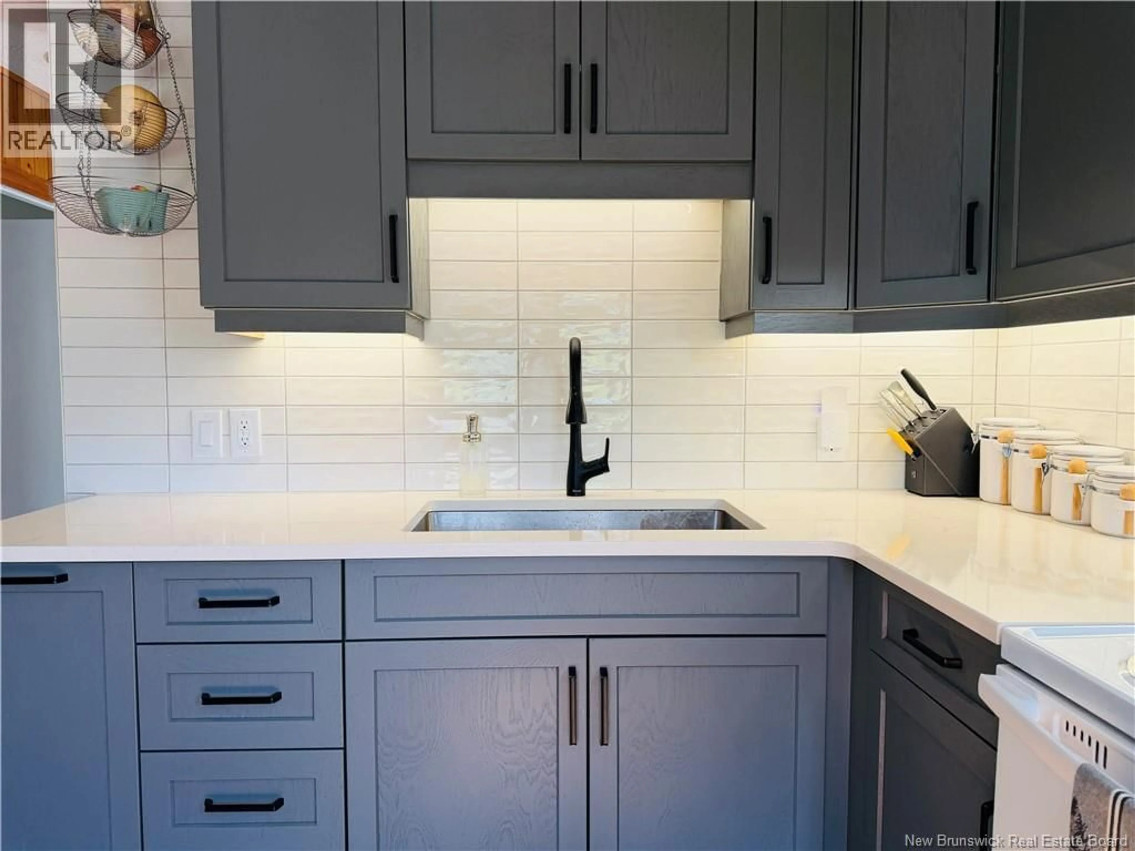 Contemporary kitchen, ceramic/tile floor for 21 LITTLE BRANCH ROAD, Black River Bridge New Brunswick E1N5N4