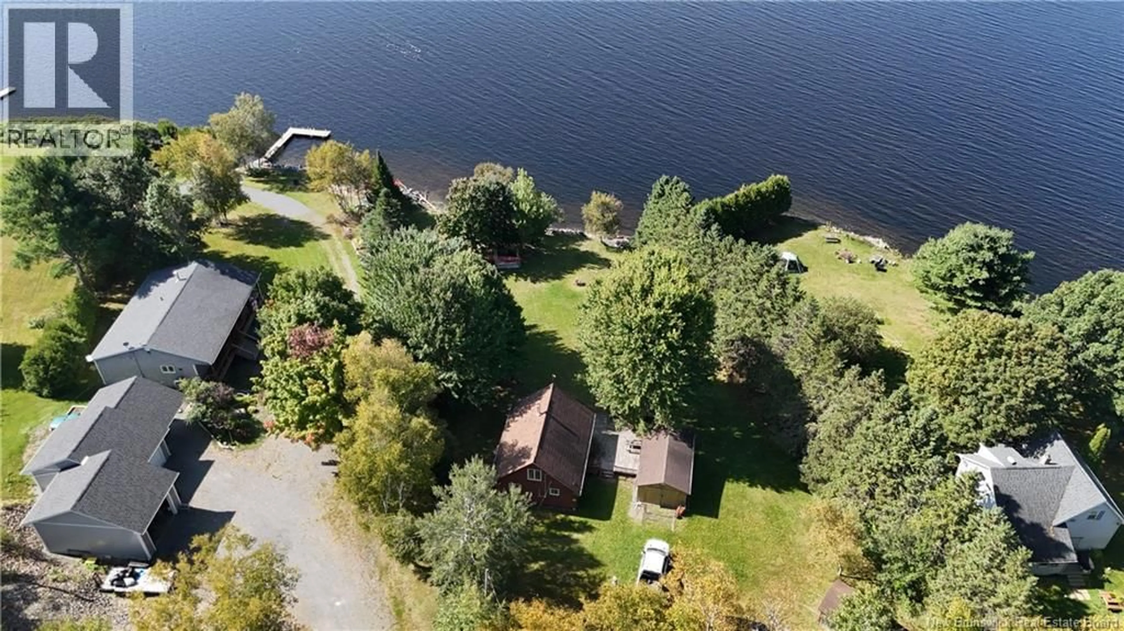 A pic from outside/outdoor area/front of a property/back of a property/a pic from drone, water/lake/river/ocean view for 3073 ROUTE 105, Bear Island New Brunswick E6L2X2
