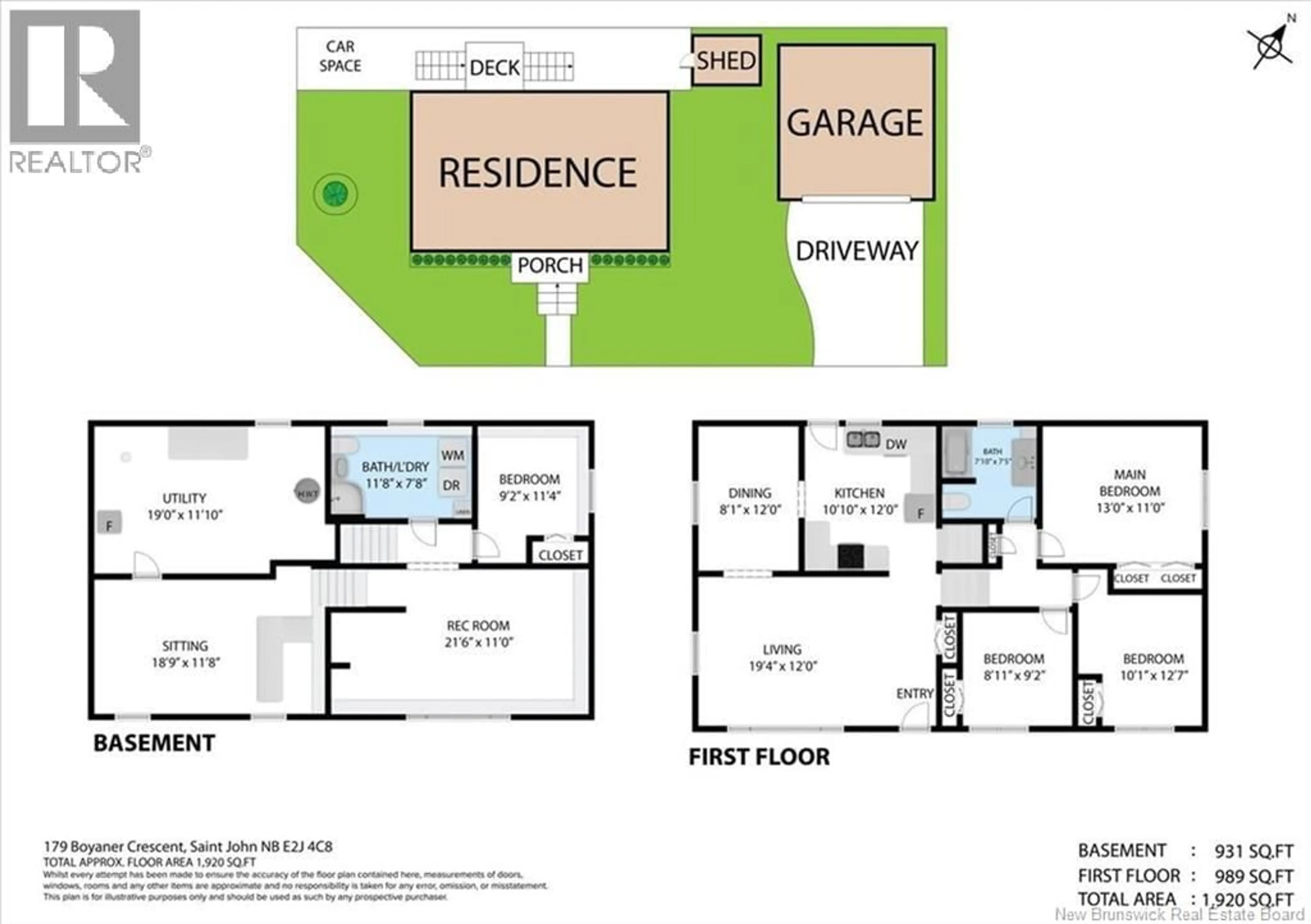 Floor plan for 179 BOYANER CRESCENT, Saint John New Brunswick E2J4C8