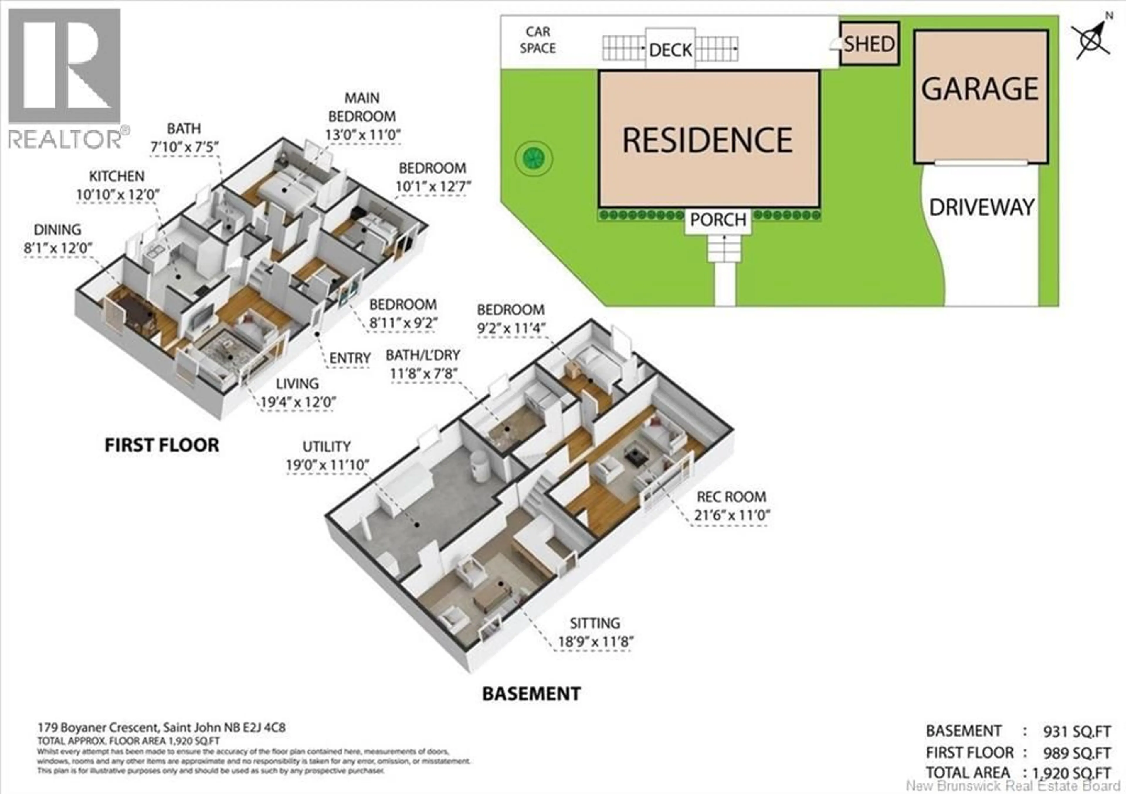 Floor plan for 179 BOYANER CRESCENT, Saint John New Brunswick E2J4C8