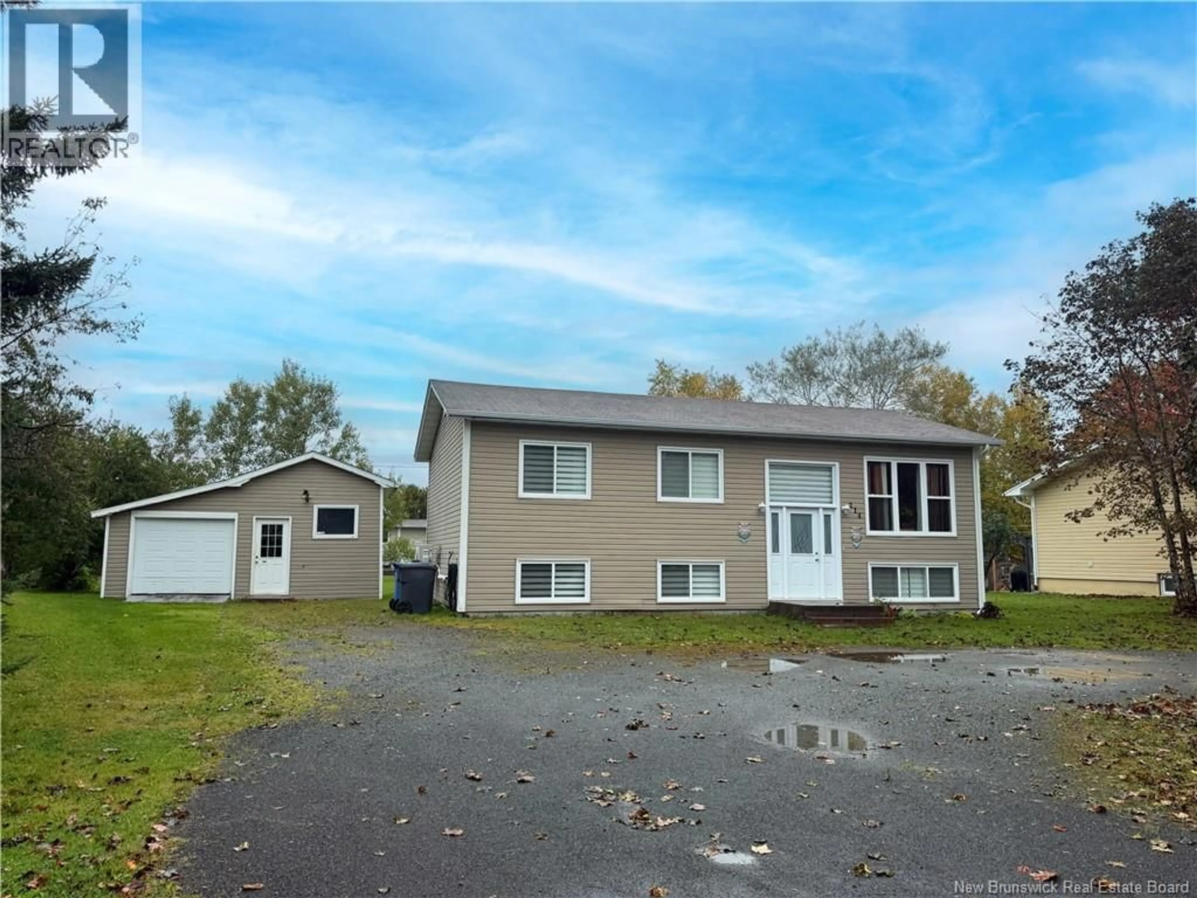 Home with vinyl exterior material, street for 214 MAURICE CRESCENT, Beresford New Brunswick E8K1L4