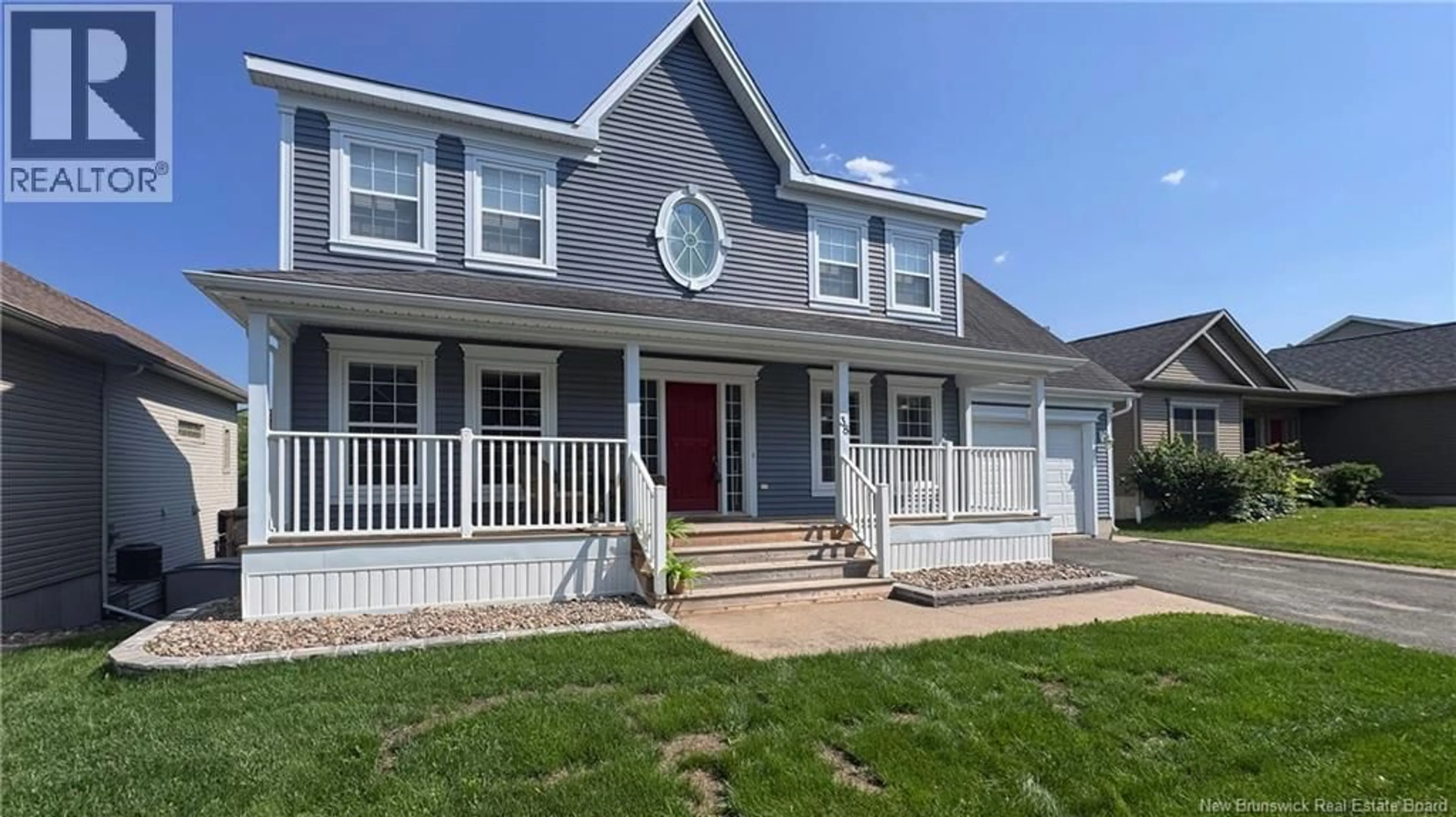 Home with vinyl exterior material, street for 38 RED MAPLE COURT, Fredericton New Brunswick E3B0E1