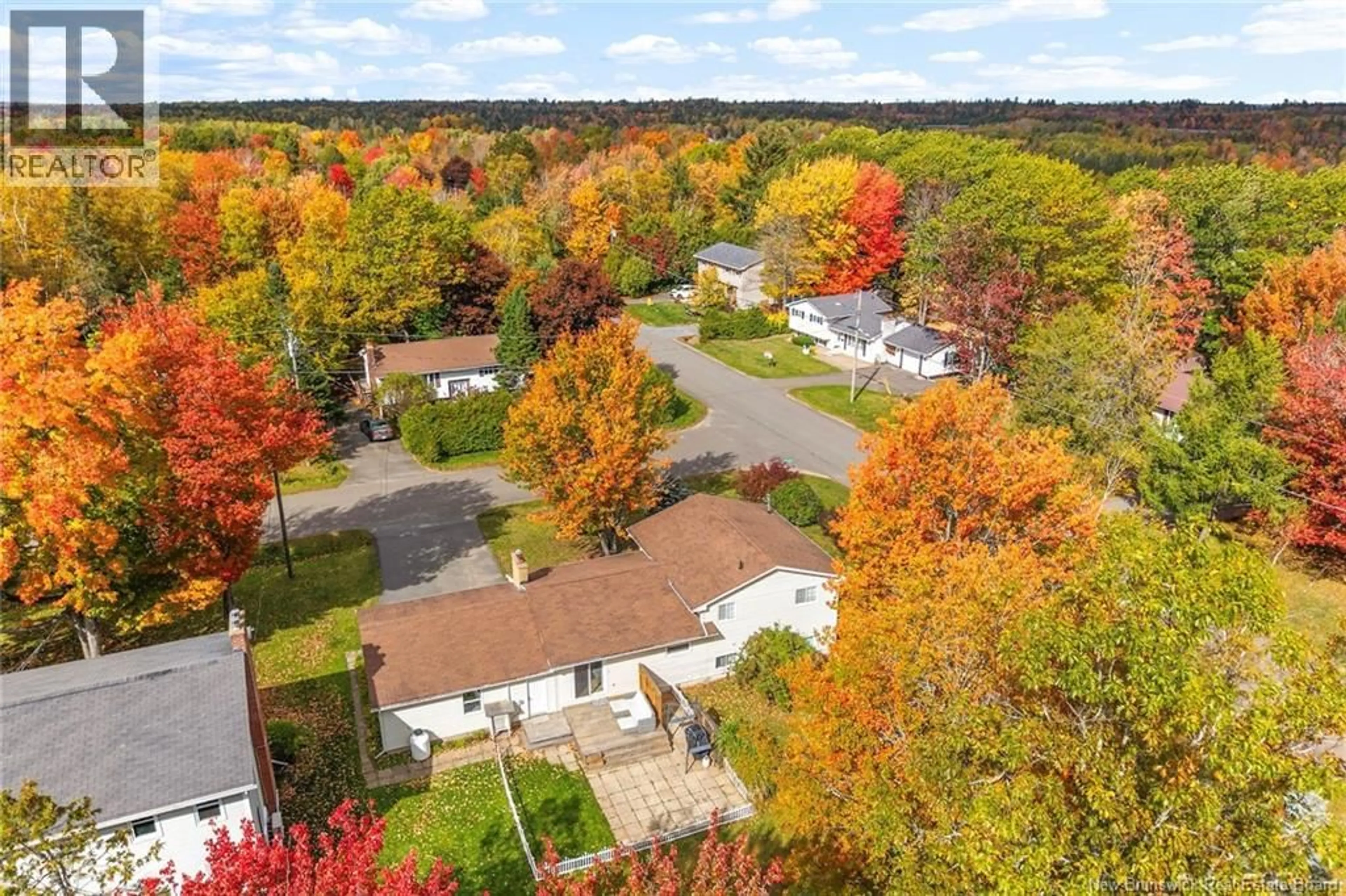 A pic from outside/outdoor area/front of a property/back of a property/a pic from drone, forest/trees view for 5 DEER LANE, New Maryland New Brunswick E3C1H8