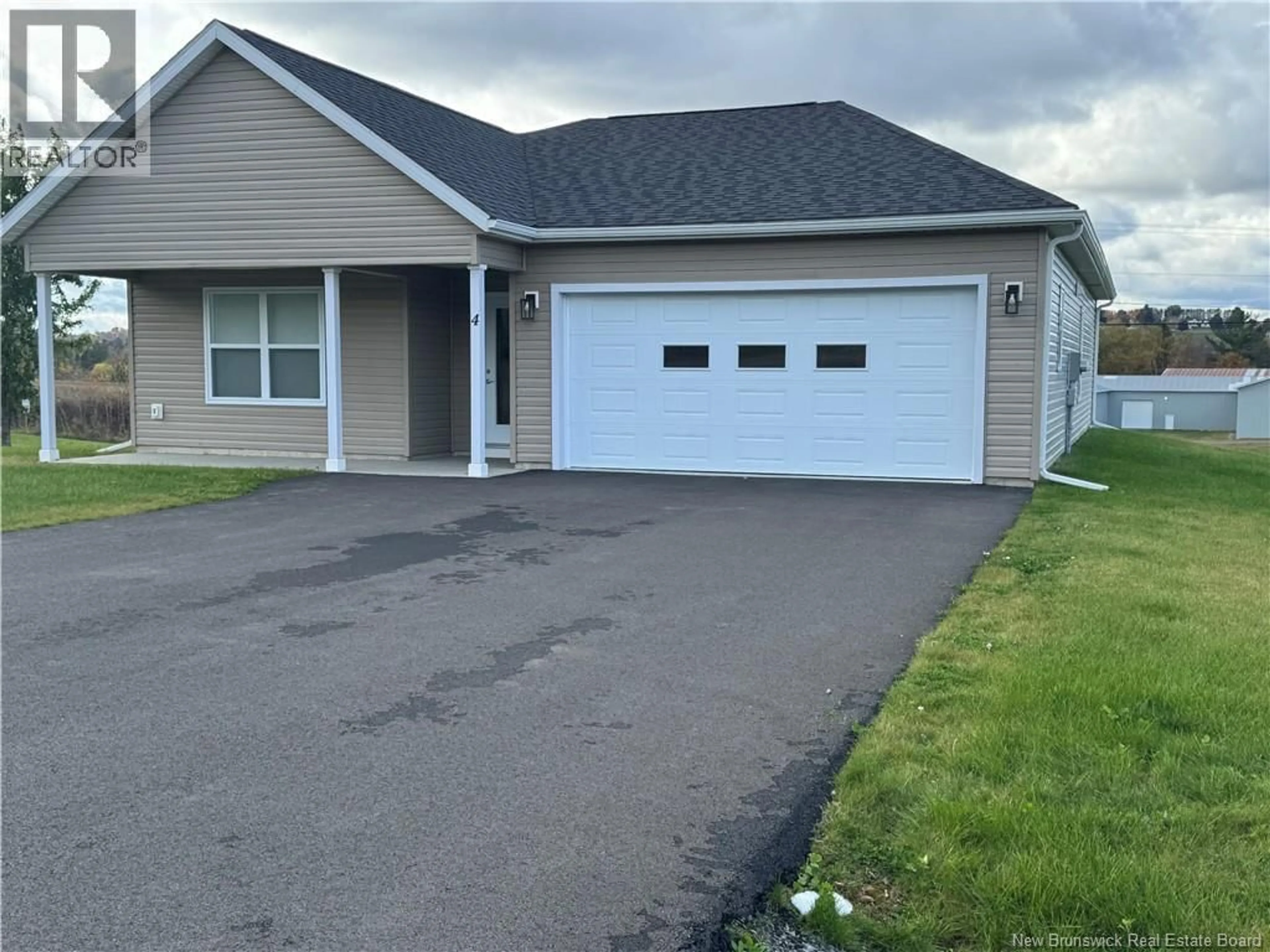 Home with vinyl exterior material, street for 4 NORKOTAH CRESCENT, Florenceville-Bristol New Brunswick E7L0A4