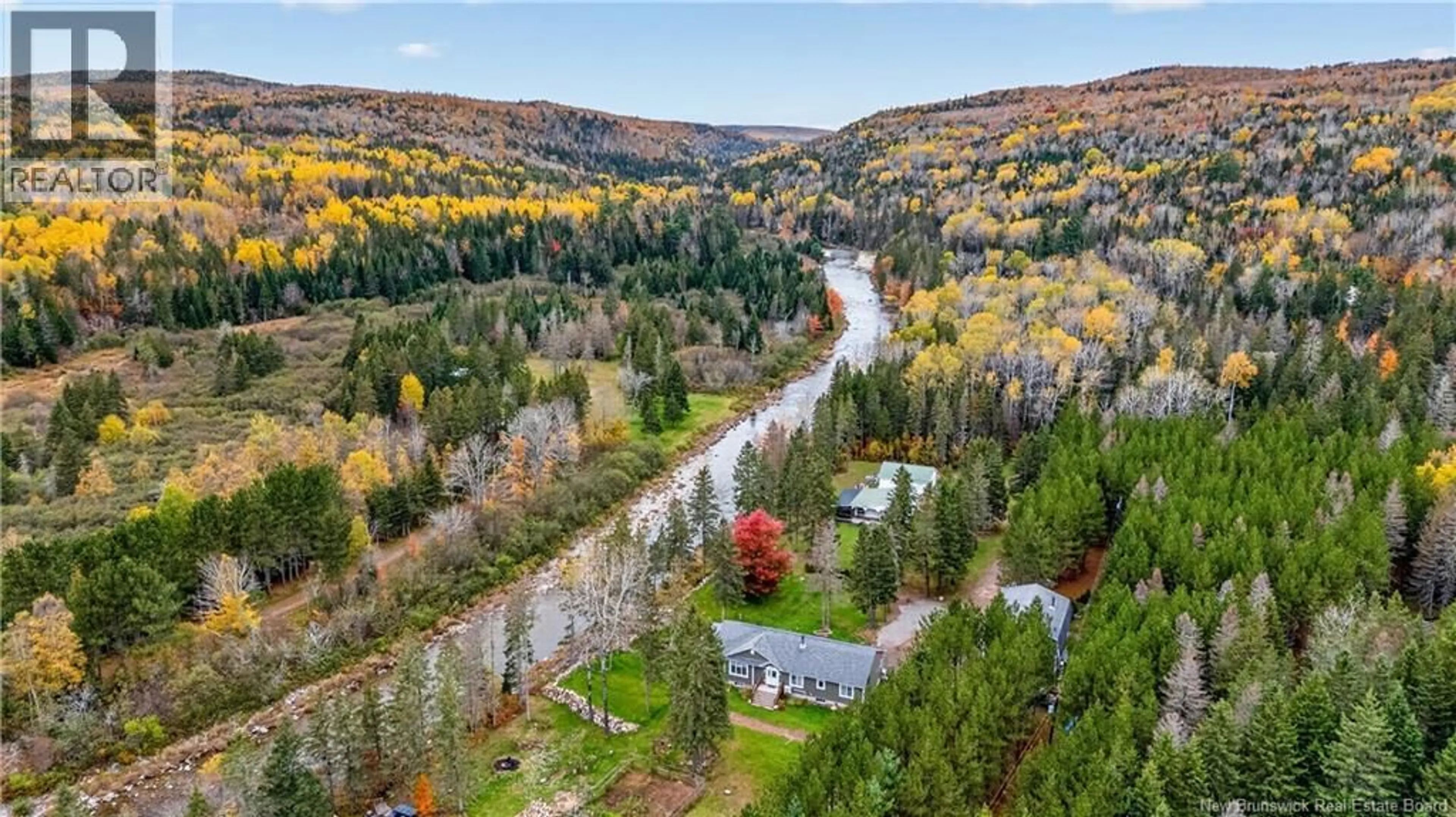 A pic from outside/outdoor area/front of a property/back of a property/a pic from drone, water/lake/river/ocean view for 28 CHURCH HILL ROAD, Elgin New Brunswick E4Z1P9