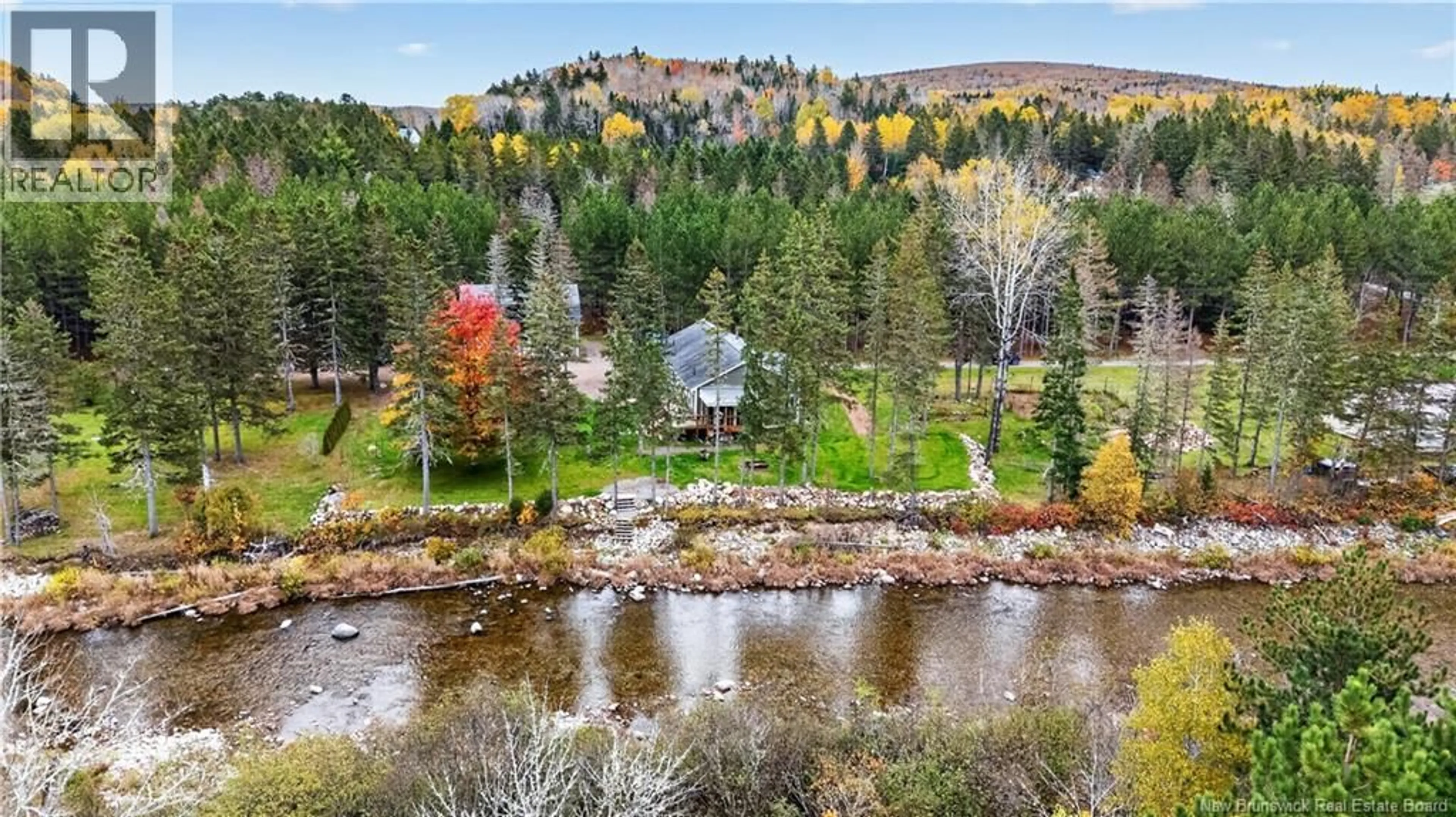 A pic from outside/outdoor area/front of a property/back of a property/a pic from drone, water/lake/river/ocean view for 28 CHURCH HILL ROAD, Elgin New Brunswick E4Z1P9