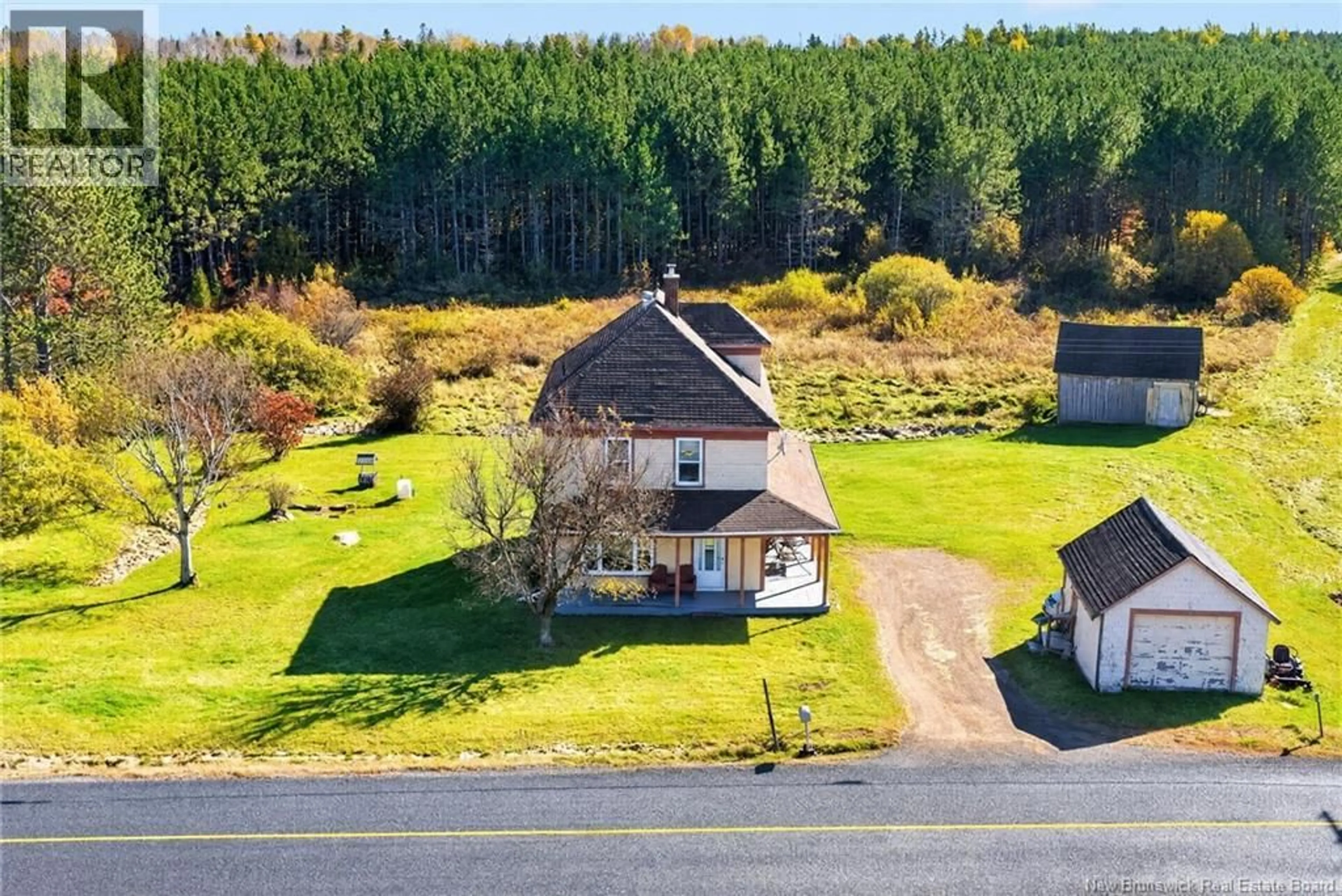 A pic from outside/outdoor area/front of a property/back of a property/a pic from drone, water/lake/river/ocean view for 1958 RTE 485, Saint-Paul New Brunswick E4T3M8