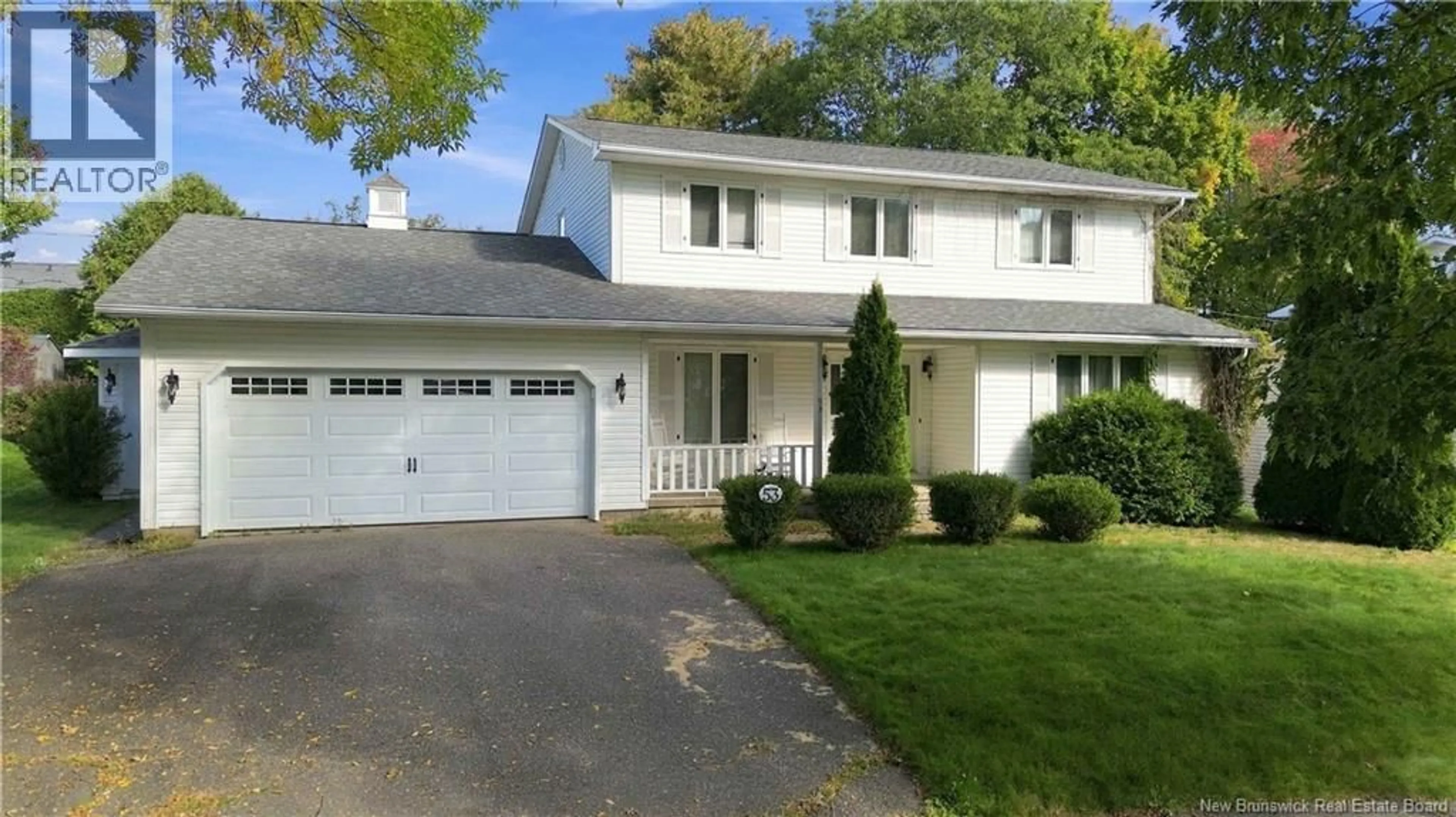 Home with vinyl exterior material, street for 53 BRENTWOOD DRIVE, Fredericton New Brunswick E3B7A5