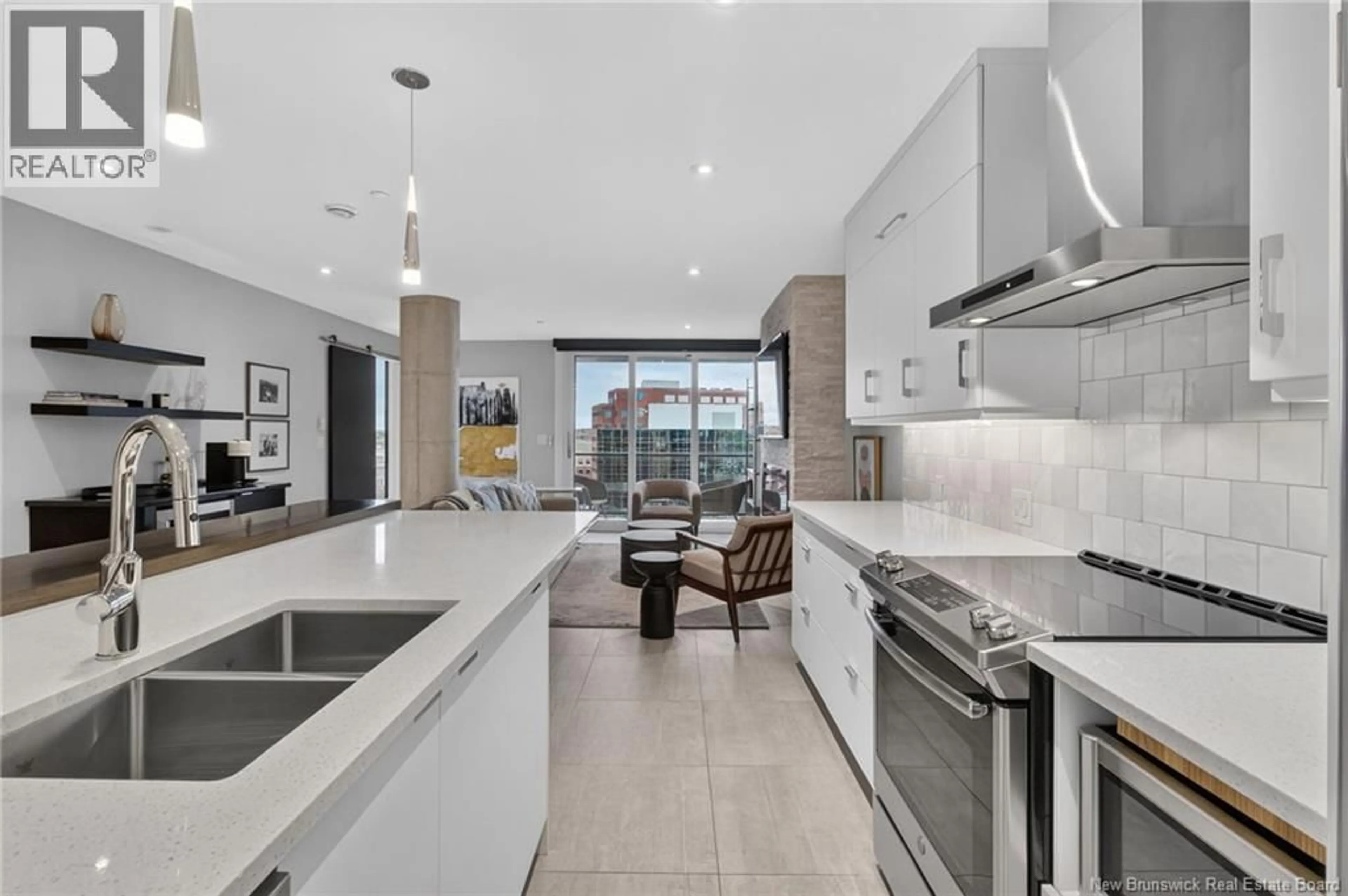 Open concept kitchen, ceramic/tile floor for 715 - 55 QUEEN STREET, Moncton New Brunswick E1C1K2