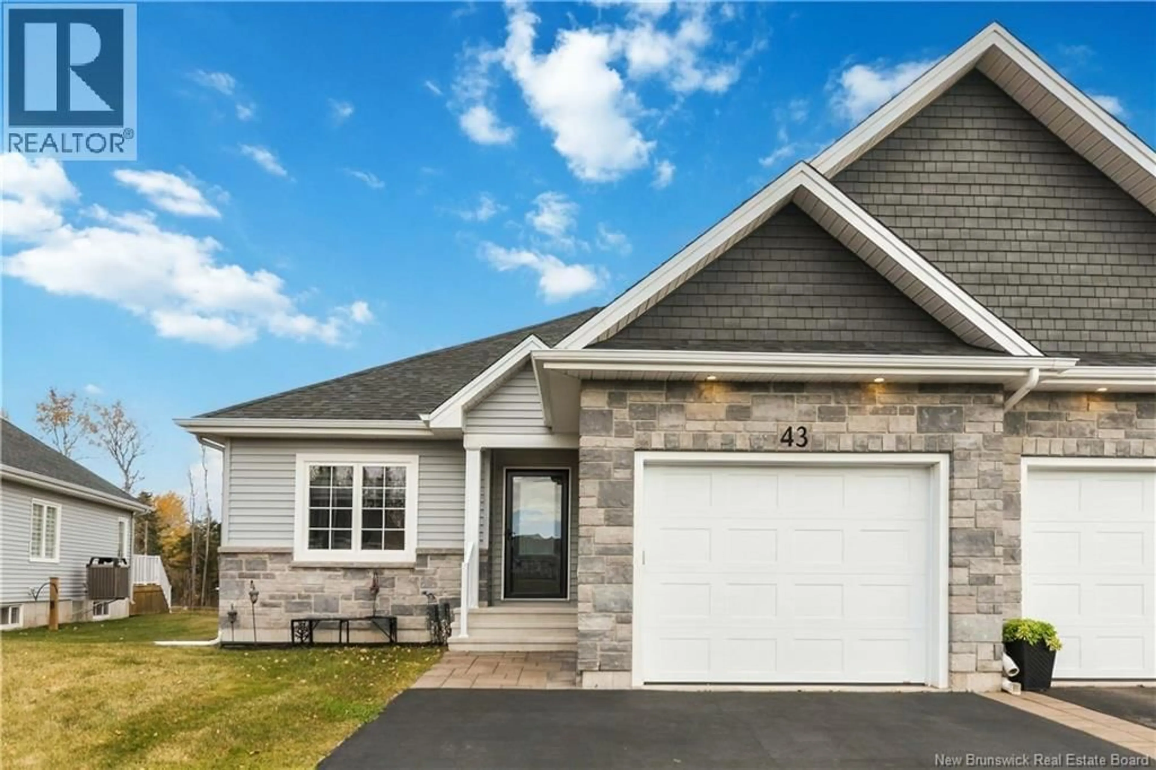 Home with vinyl exterior material, street for 43 DELPECH COURT, Moncton New Brunswick E1G1X7