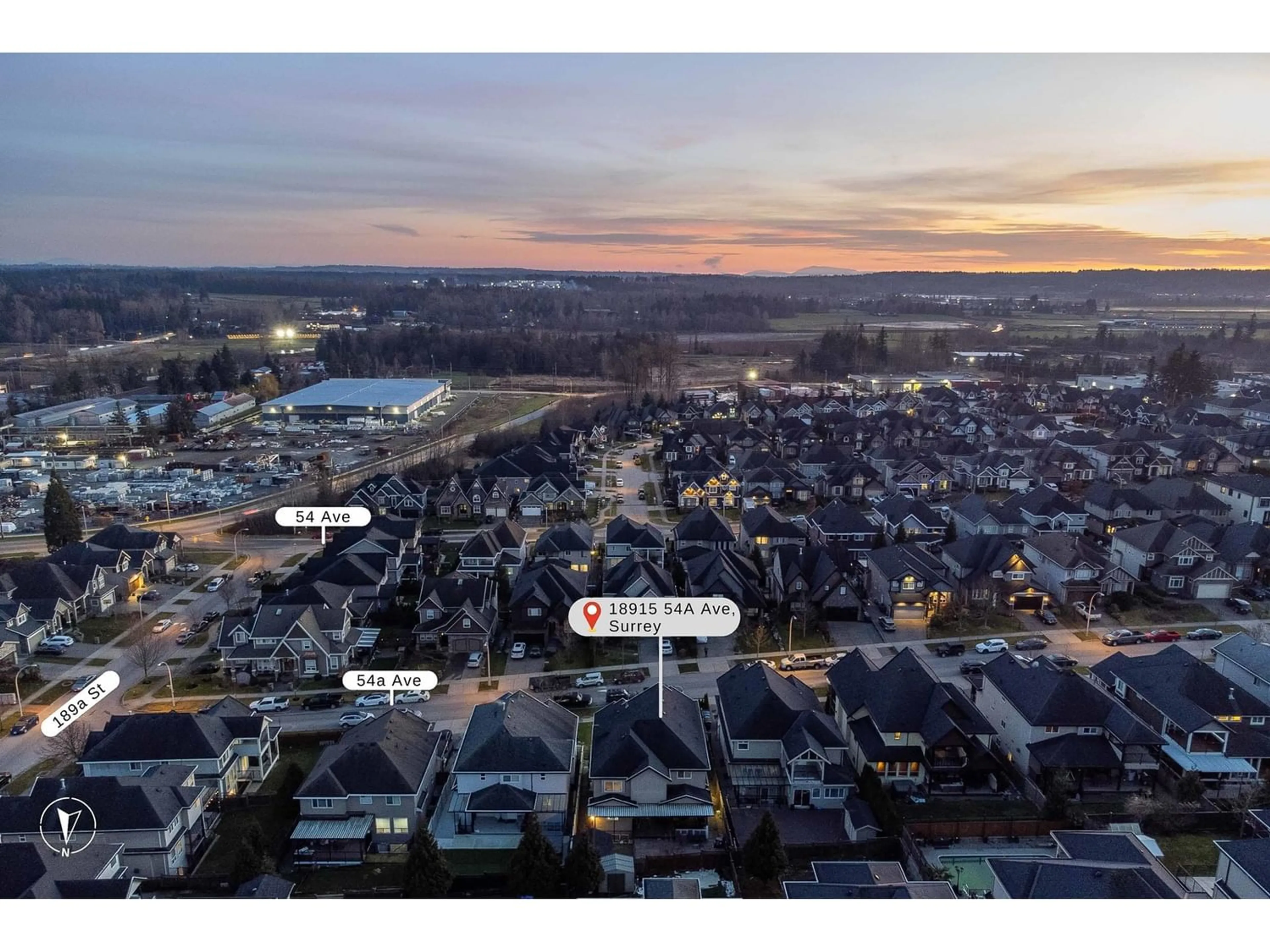 A pic from outside/outdoor area/front of a property/back of a property/a pic from drone, water/lake/river/ocean view for 18913 54A AVENUE, Surrey British Columbia V3S6R4