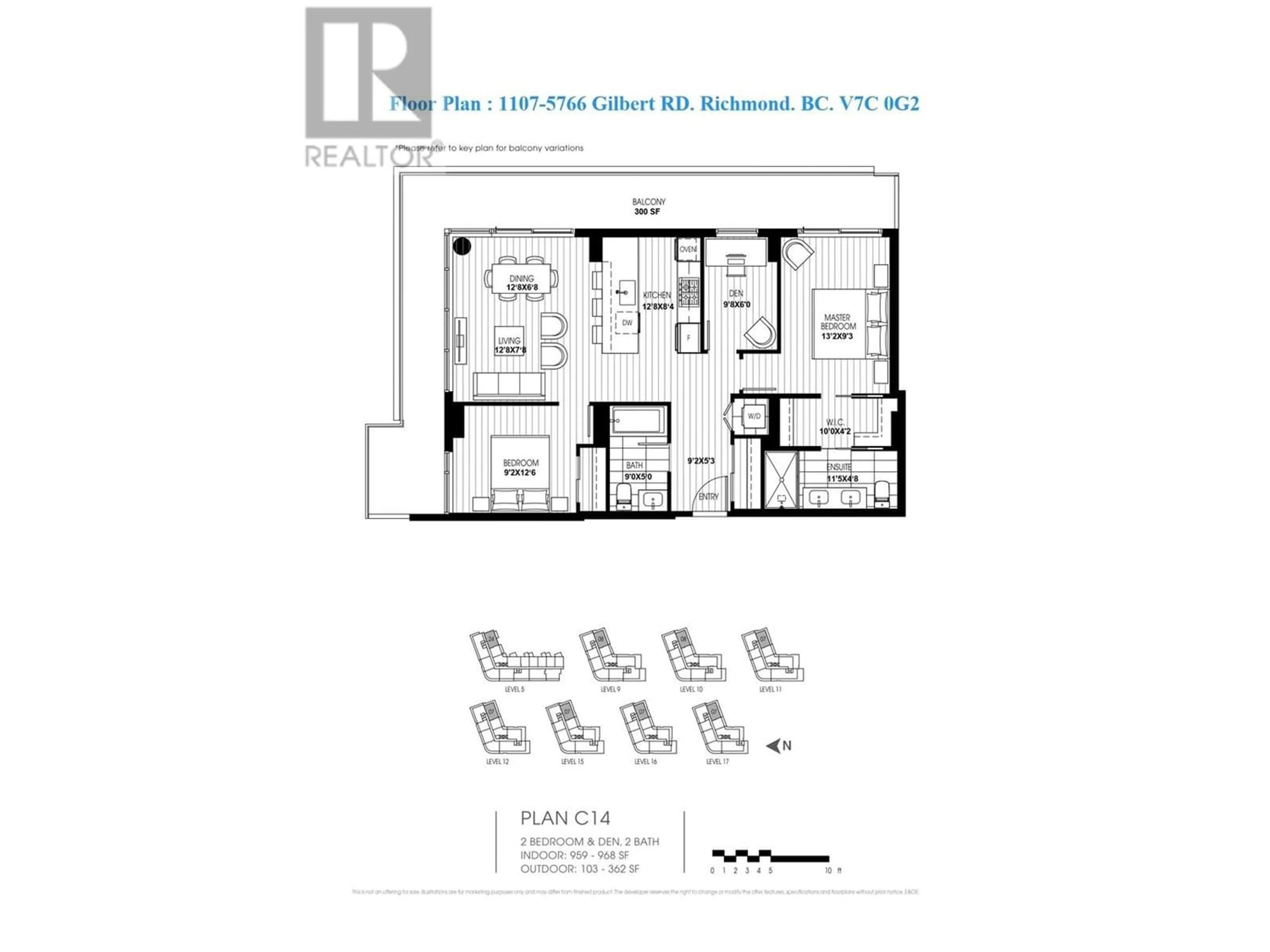 Floor plan for 1107 5766 GILBERT ROAD, Richmond British Columbia V7C0G2